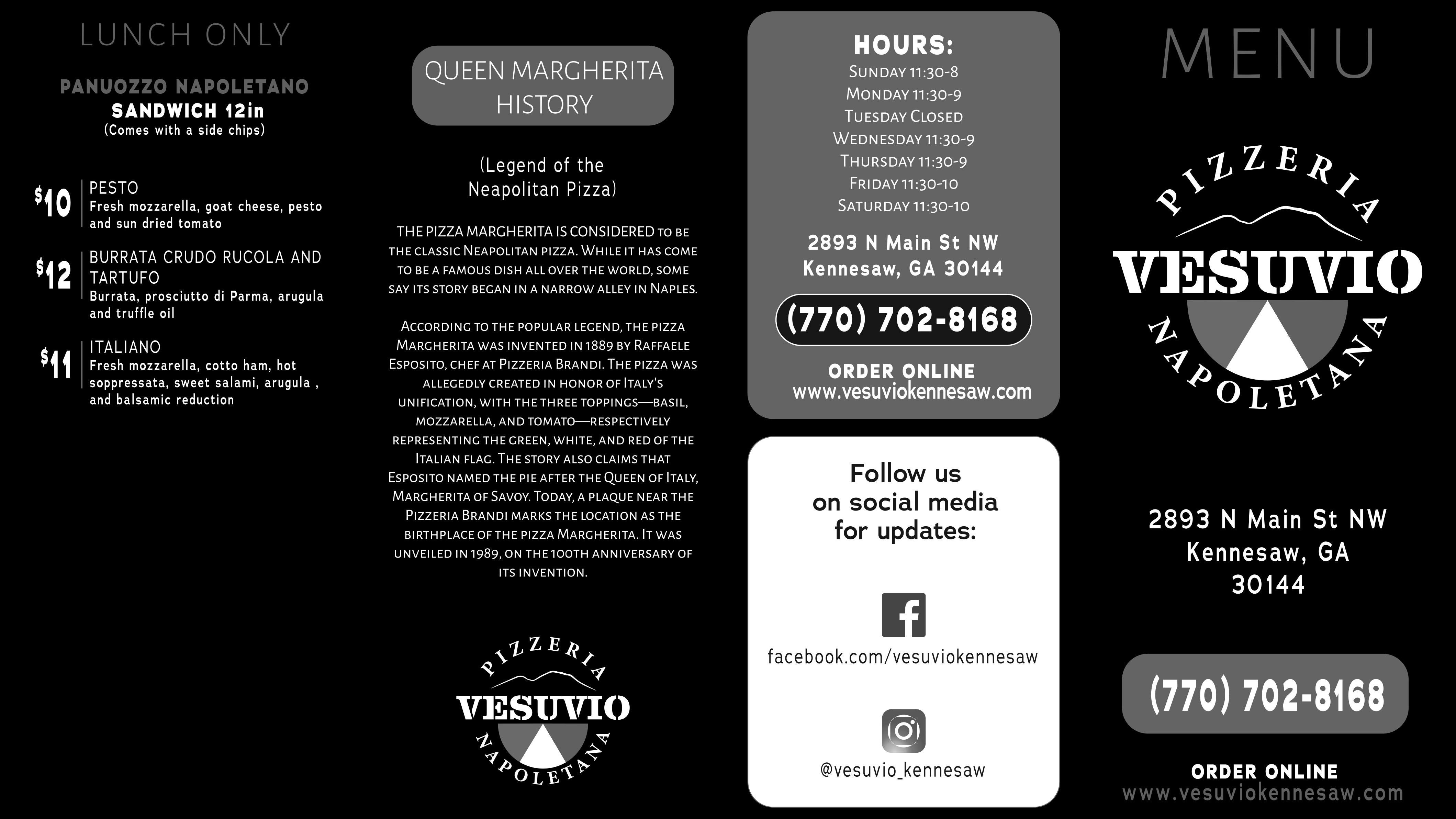 Vesuvio menu
