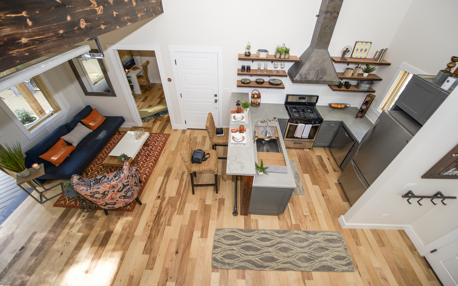 Interior of a tiny home built by Wind River Tiny Homes.