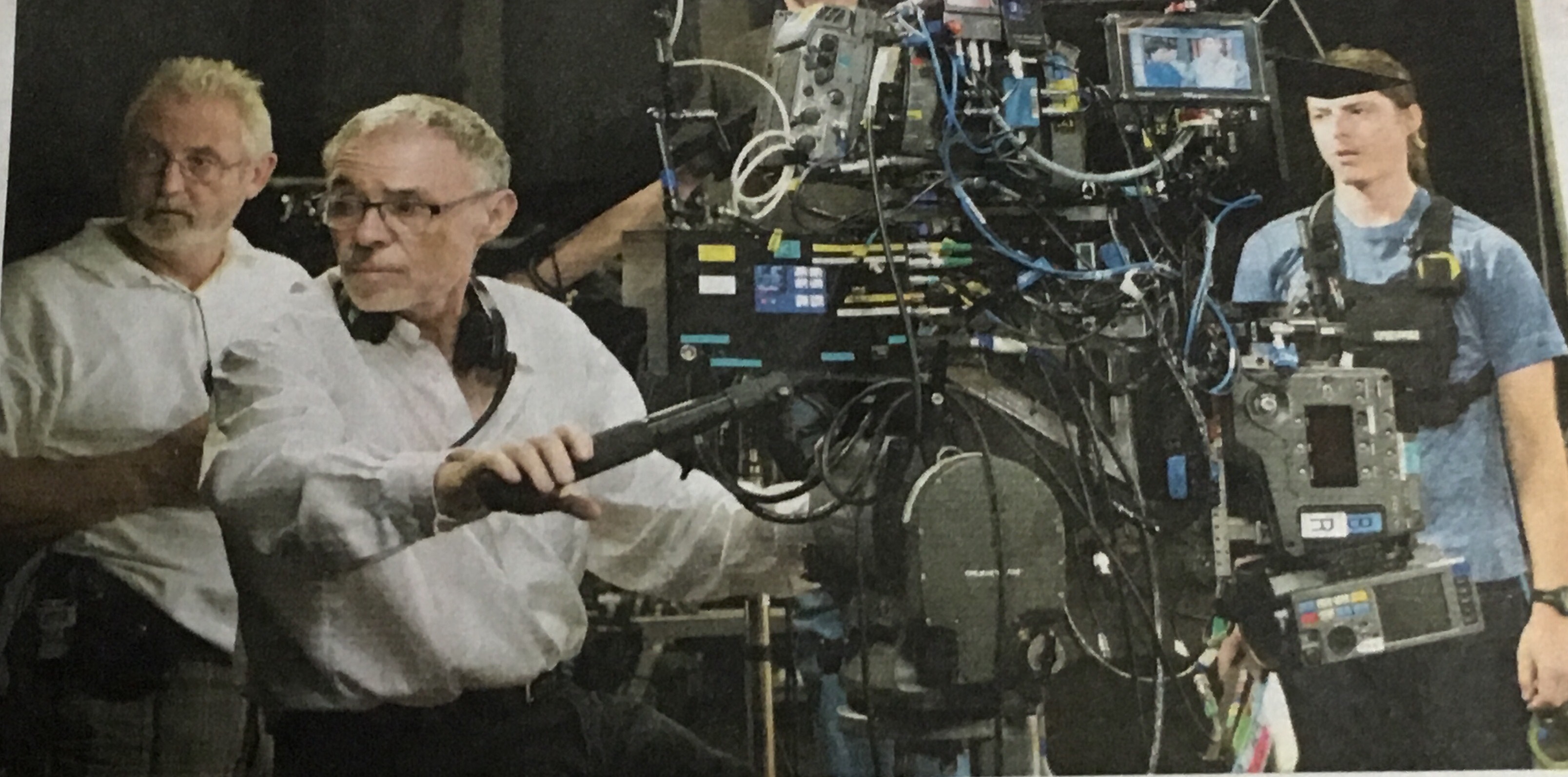 Clyde Bryan (far left) on set of “Billy Lynn’s Long Halftime Walk,” a wartime movie directed by Ang Lee and starring Kristen Stewart, Steve Martin, Vin Diesel and Chris Tucker. Principal photography for
the film began in 2015 in Locust Grove, near Atlanta. Photo courtesy of Clyde E. Bryan.