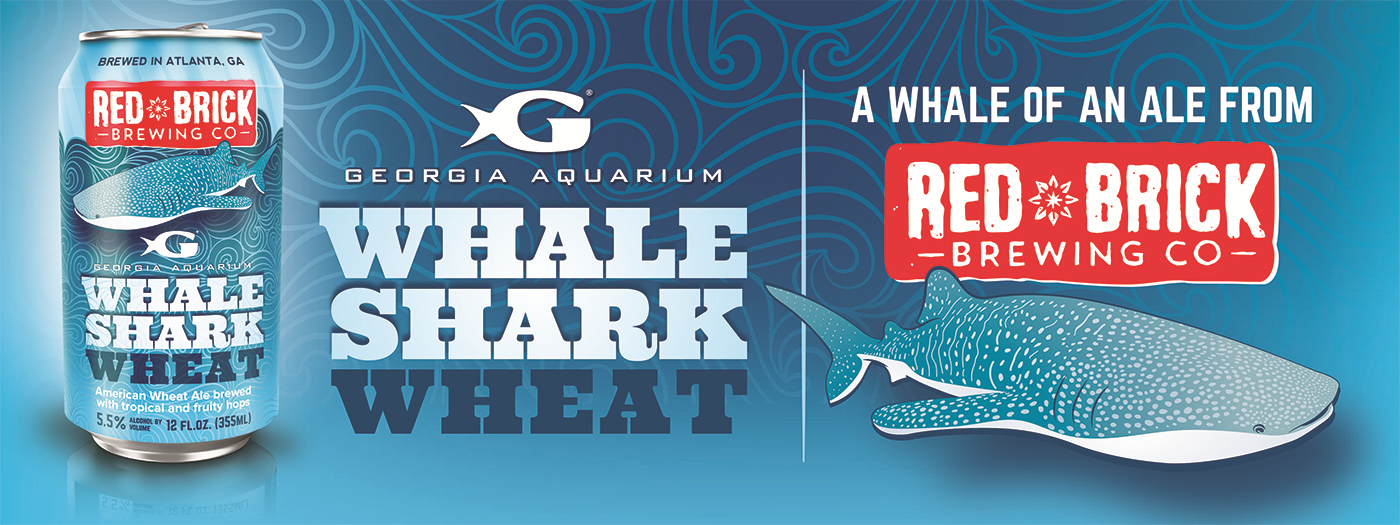 Two GA Aquarium Whale Shark Wheat Can Shaped Beer Glasses16oz Red Brick 2 