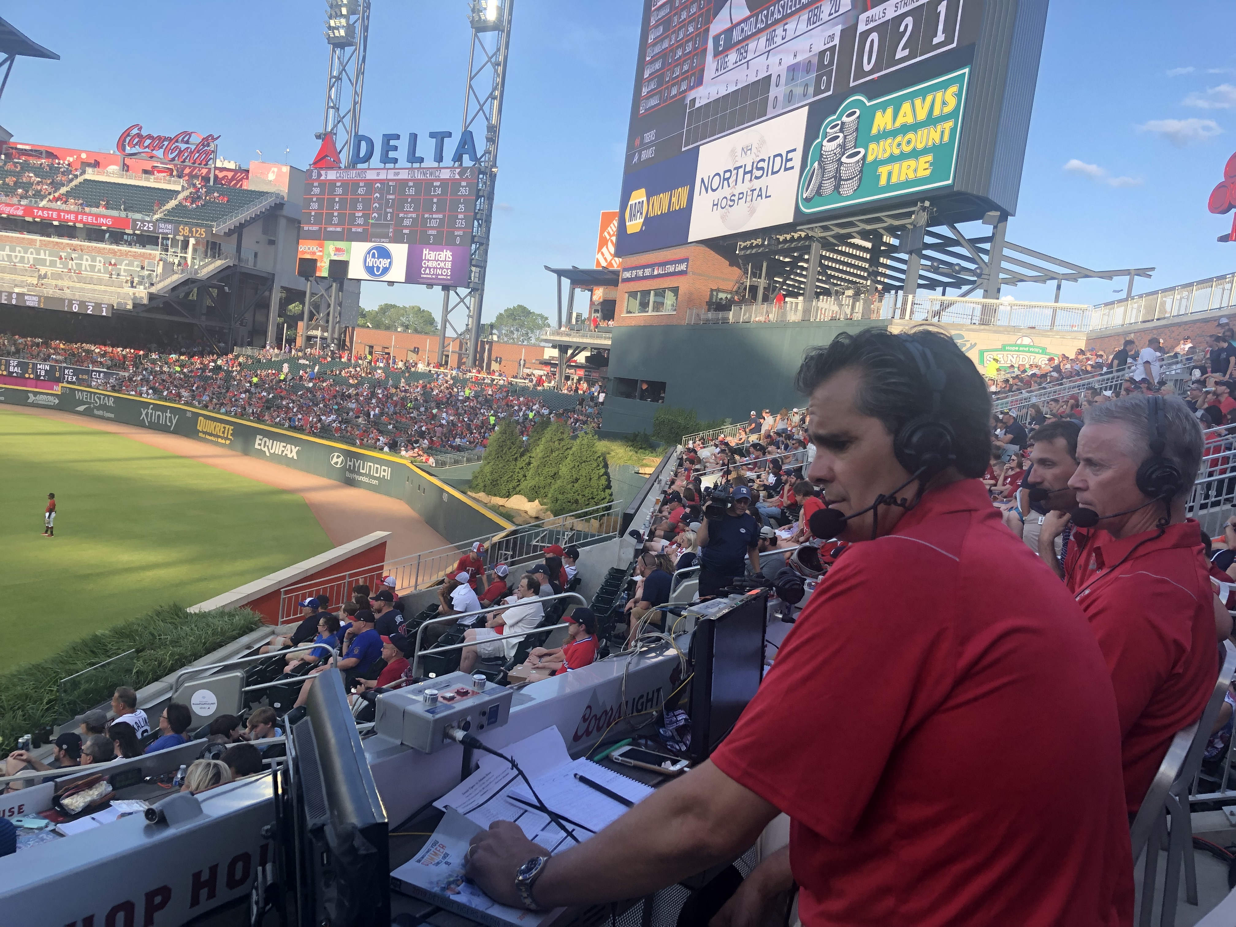 Braves broadcasters will move into the stands for Friday's game