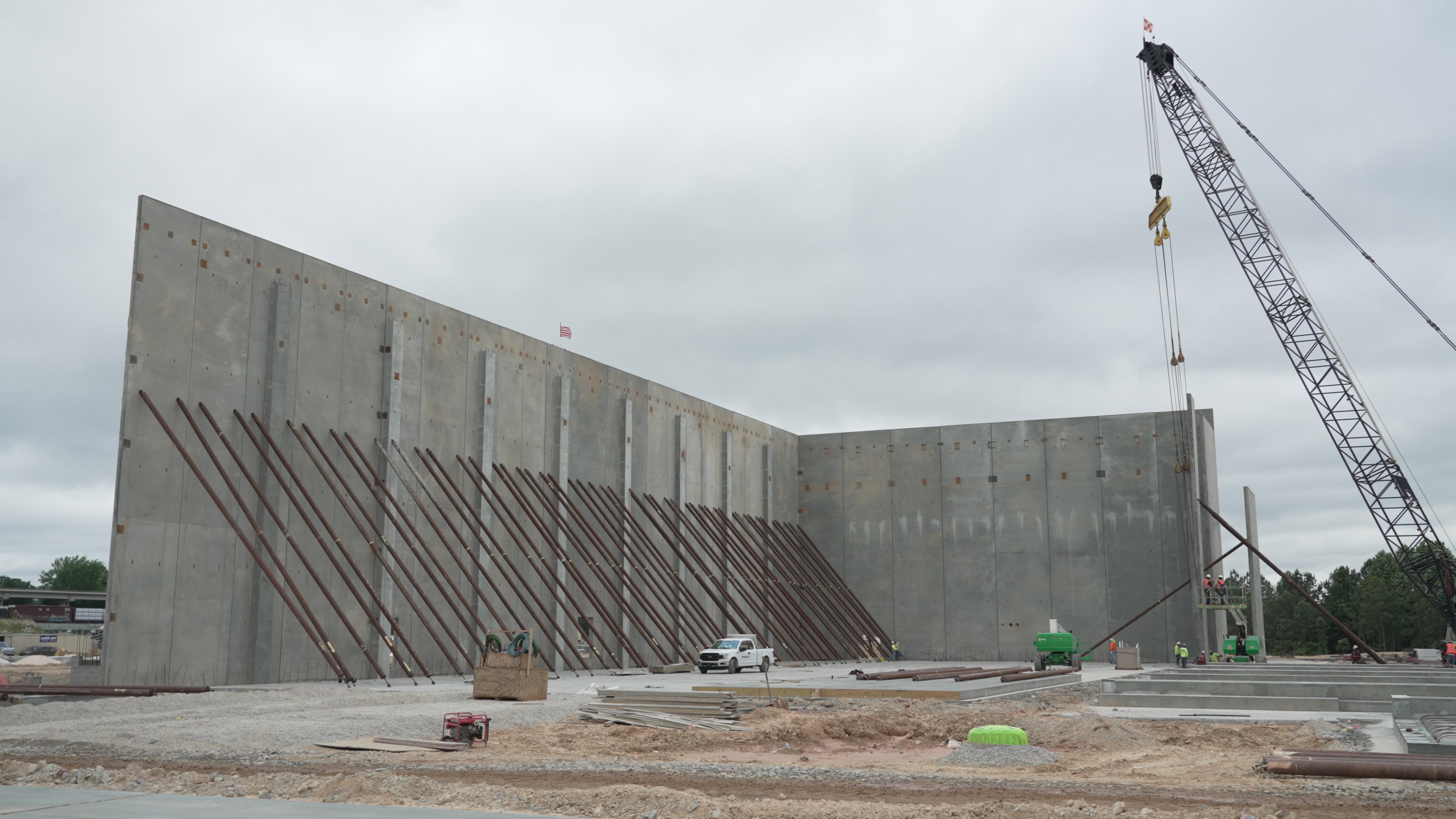 NBCUniversal is going to operate Assembly Studios on the former Doraville General Motors plant property. Walls are going up now on the first soundstages. CONTRIBUTED