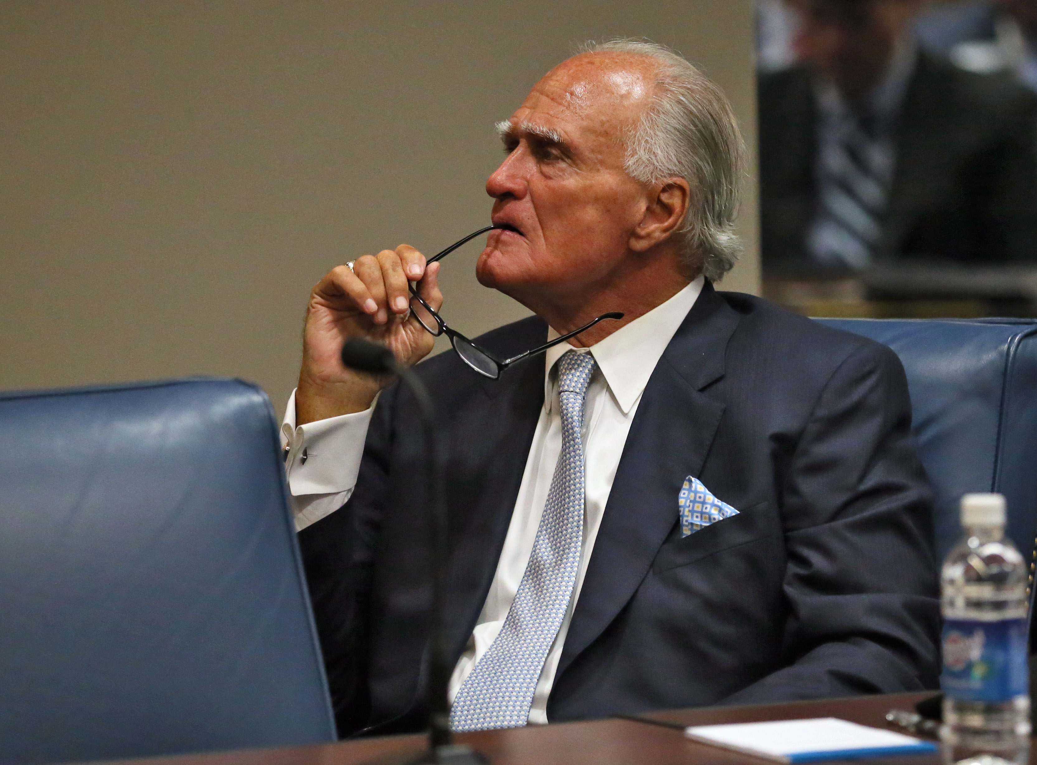 August 10, 2016 - GA - Regent Donald M. Leebern, Jr.. During today's Georgia's Board of Regents meeting University System of Georgia Chancellor Hank Huckaby announced his retirement. This was the boards first meeting of the 2016-2017 school year. BOB ANDRES /BANDRES@AJC.COM