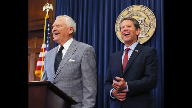 <p> Republican Brian Kemp, right, and Georgia Gov. Nathan Deal hold a news conference in the Governor's ceremonial office at the Capitol on Thursday, Nov. 8, 2018, in Atlanta, Ga. Kemp resigned Thursday as Georgia's secretary of state, a day after his campaign said he's captured enough votes to become governor despite his rival's refusal to concede. (Bob Andres/Atlanta Journal-Constitution via AP) </p> <p> This combination of May 20, 2018, photos shows Georgia gubernatorial candidates Stacey Abrams, left, and Brian Kemp in Atlanta. Democrats and Republicans nationwide will have to wait a bit longer to see if Georgia elects the first black woman governor in American history or doubles down on the Deep South’s GOP tendencies with an acolyte of President Donald Trump (AP Photos/John Amis, File) </p> <p> Lauren Groh-Wargo, Stacey Abrams' campaign manager, speaks during a news conference Thursday, Nov. 8, 2018, in Atlanta. Republican Brian Kemp resigned Thursday as Georgia's secretary of state, a day after his campaign said he's captured enough votes to become governor despite his rival's refusal to concede. Abrams' campaign immediately responded by refusing to accept Kemp's declaration of victory in the race and demanding that state officials "count every single vote." (Bob Andres/Atlanta Journal-Constitution via AP) </p> <p> Kurt Kastorf, one of Stacey Abrams' attorneys, speaks during a news conference Thursday, Nov. 8, 2018, in Atlanta. Republican Brian Kemp resigned Thursday as Georgia's secretary of state, a day after his campaign said he's captured enough votes to become governor despite his rival's refusal to concede. Abrams' campaign immediately responded by refusing to accept Kemp's declaration of victory in the race and demanding that state officials "count every single vote." (Bob Andres/Atlanta Journal-Constitution via AP) </p> <p> Republican Brian Kemp, right, holds a news conference with Georgia Gov. Nathan Deal, left, in the Governor's ceremonial office at the Capitol on Thursday, Nov. 8, 2018, in Atlanta, Ga. Kemp resigned Thursday as Georgia's secretary of state, a day after his campaign said he's captured enough votes to become governor despite his rival's refusal to concede. (Bob Andres/Atlanta Journal-Constitution via AP) </p> <p> Lauren Groh-Wargo, Stacey Abrams' campaign manager, stands with attorneys at a news conference Thursday, Nov. 8, 2018, in Atlanta. Republican Brian Kemp resigned Thursday as Georgia's secretary of state, a day after his campaign said he's captured enough votes to become governor despite his rival's refusal to concede. Abrams' campaign immediately responded by refusing to accept Kemp's declaration of victory in the race and demanding that state officials "count every single vote." (Bob Andres/Atlanta Journal-Constitution via AP) </p>