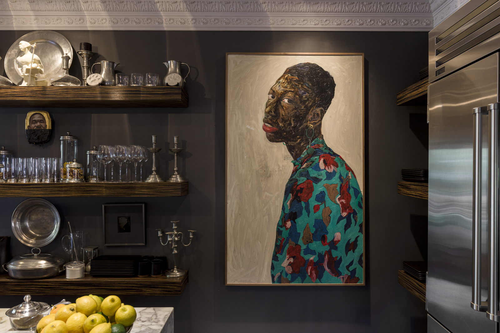 One of the works in Arthur Lewis's personal collection is Ghanaian artist Amoako Boafo's "Boy with Flower Earring" (2019).
(Courtesy of Jeff McLane)