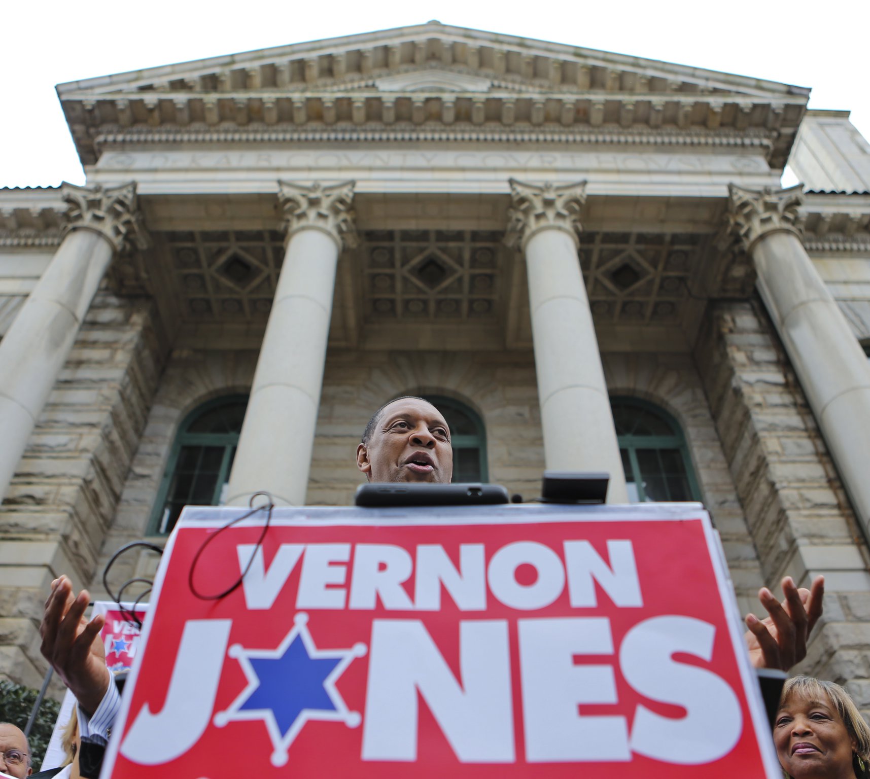 Vernon Jones announced his campaign for DeKalb County sheriff on the steps of the old DeKalb County Courthouse in Decatur on Feb. 20, 2014. (JOHN SPINK/JSPINK@AJC.COM)