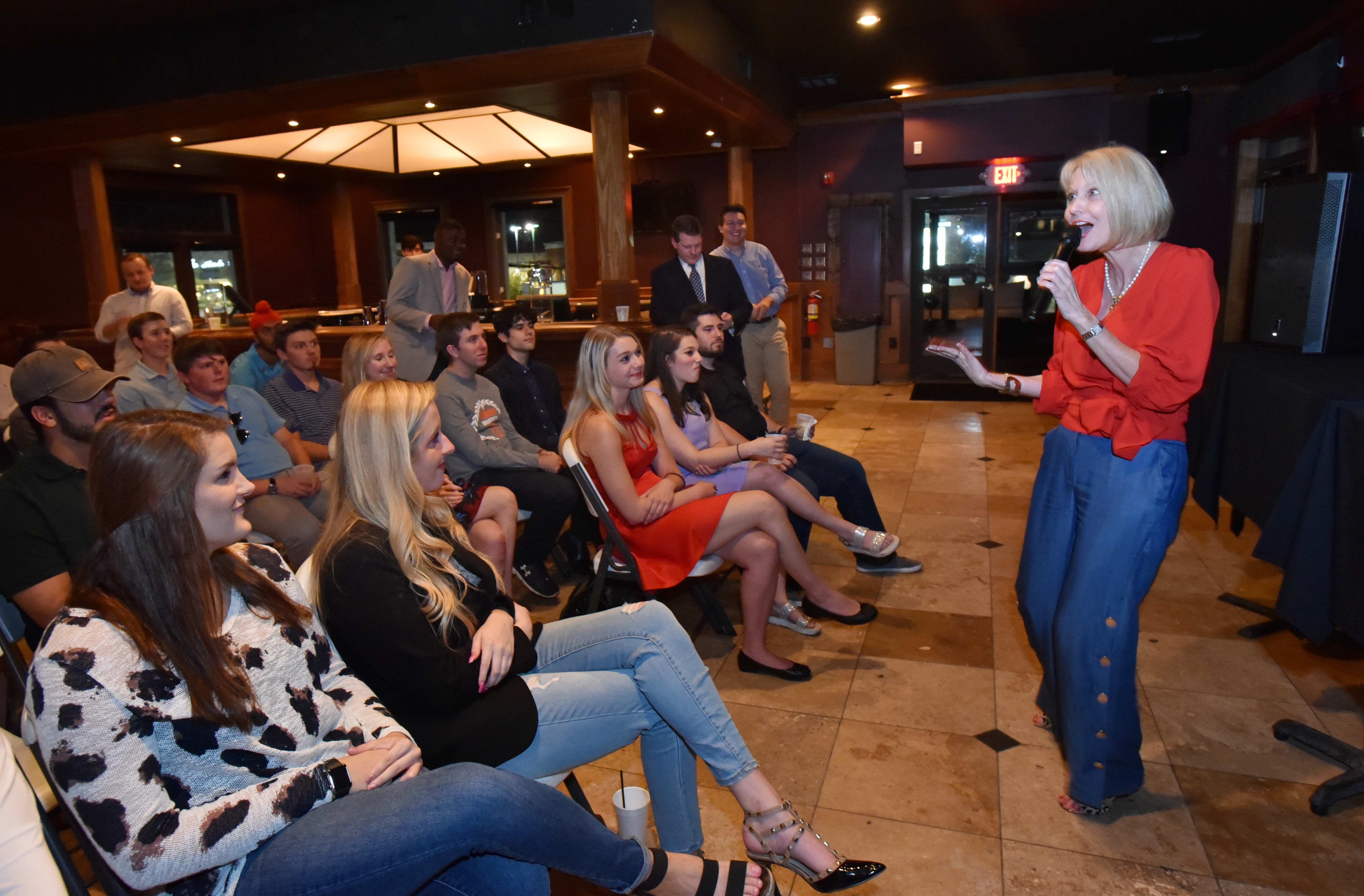 Ginger Howard speaks during Georgia Association of College Republicans meeting at The Ivy Buckhead on Wednesday, September 25, 2019. (Hyosub Shin / Hyosub.Shin@ajc.com)