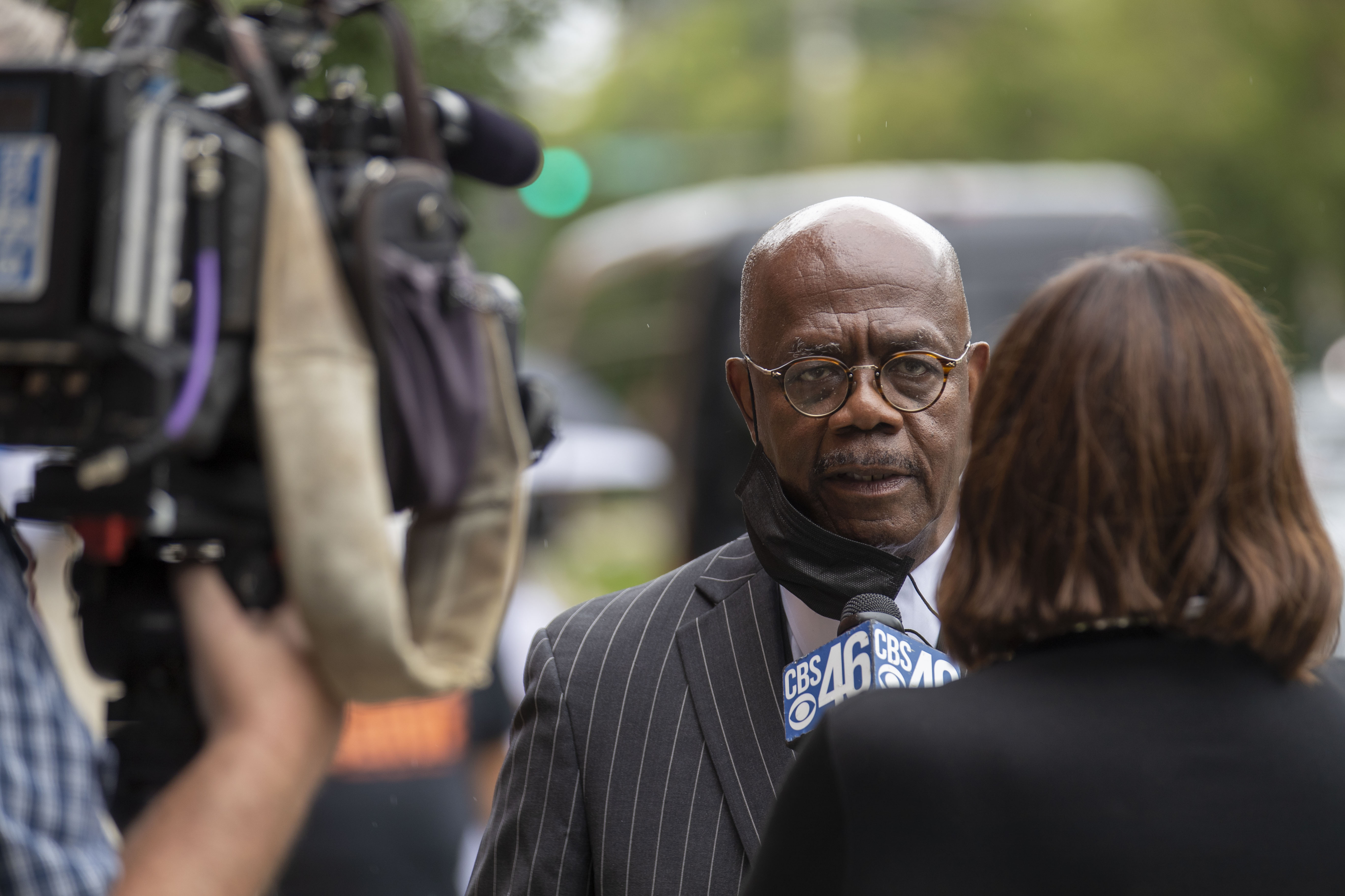 06/23/2020 - Atlanta, Georgia - Fulton County District Attorney Paul Howard speaks to the press before the start of the funeral service for Rayshard Brooks at Ebenezer Baptist Church in Atlanta's Sweet Auburn community, Tuesday, June 23, 2020. (ALYSSA POINTER / ALYSSA.POINTER@AJC.COM)