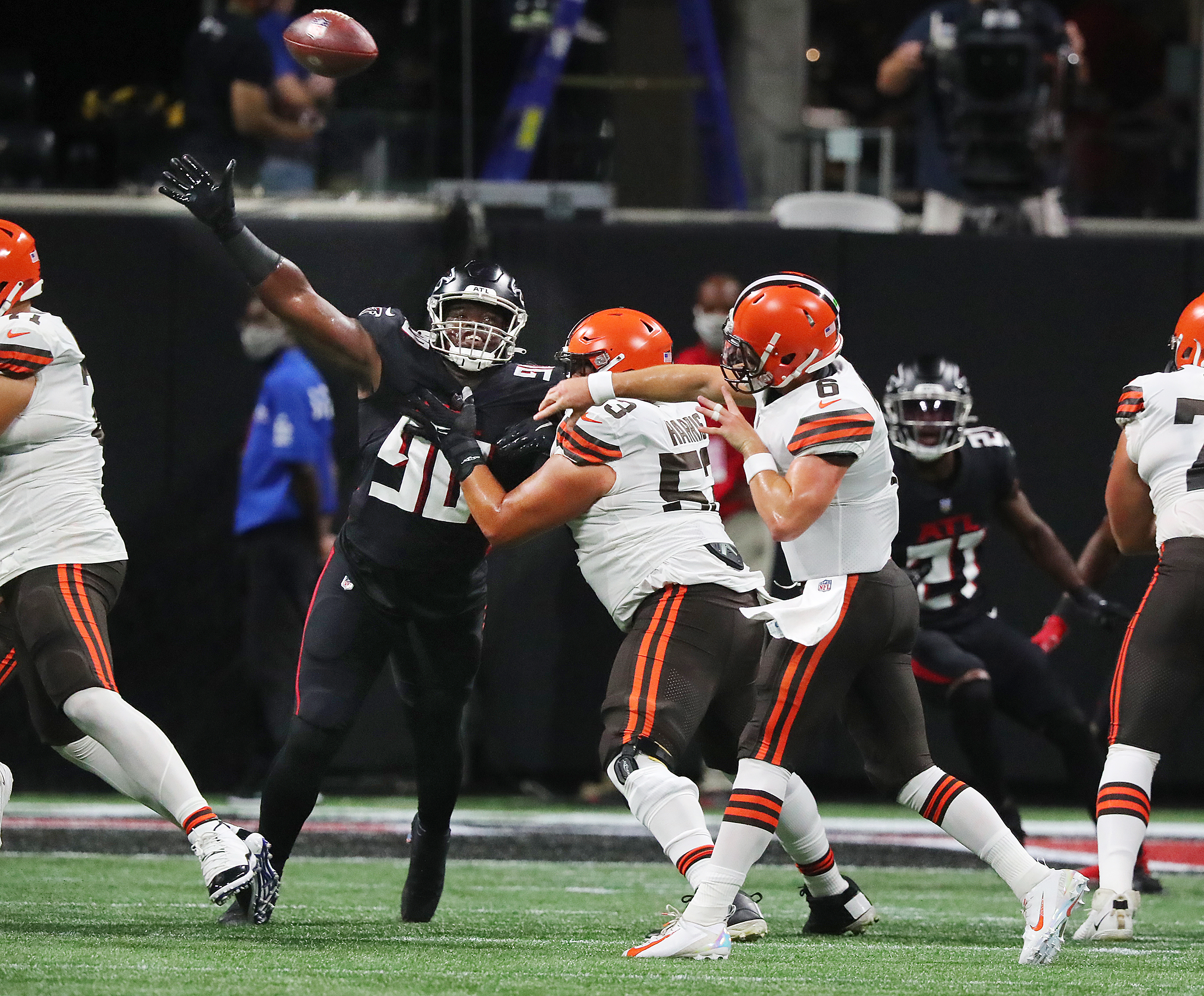 ATLANTA, GA - AUGUST 29: The NFL VISION Instant Replay technician during  the final preseason NFL game between the Cleveland Browns and the Atlanta  Falcons on August 29, 2021 at the Mercedes-Benz