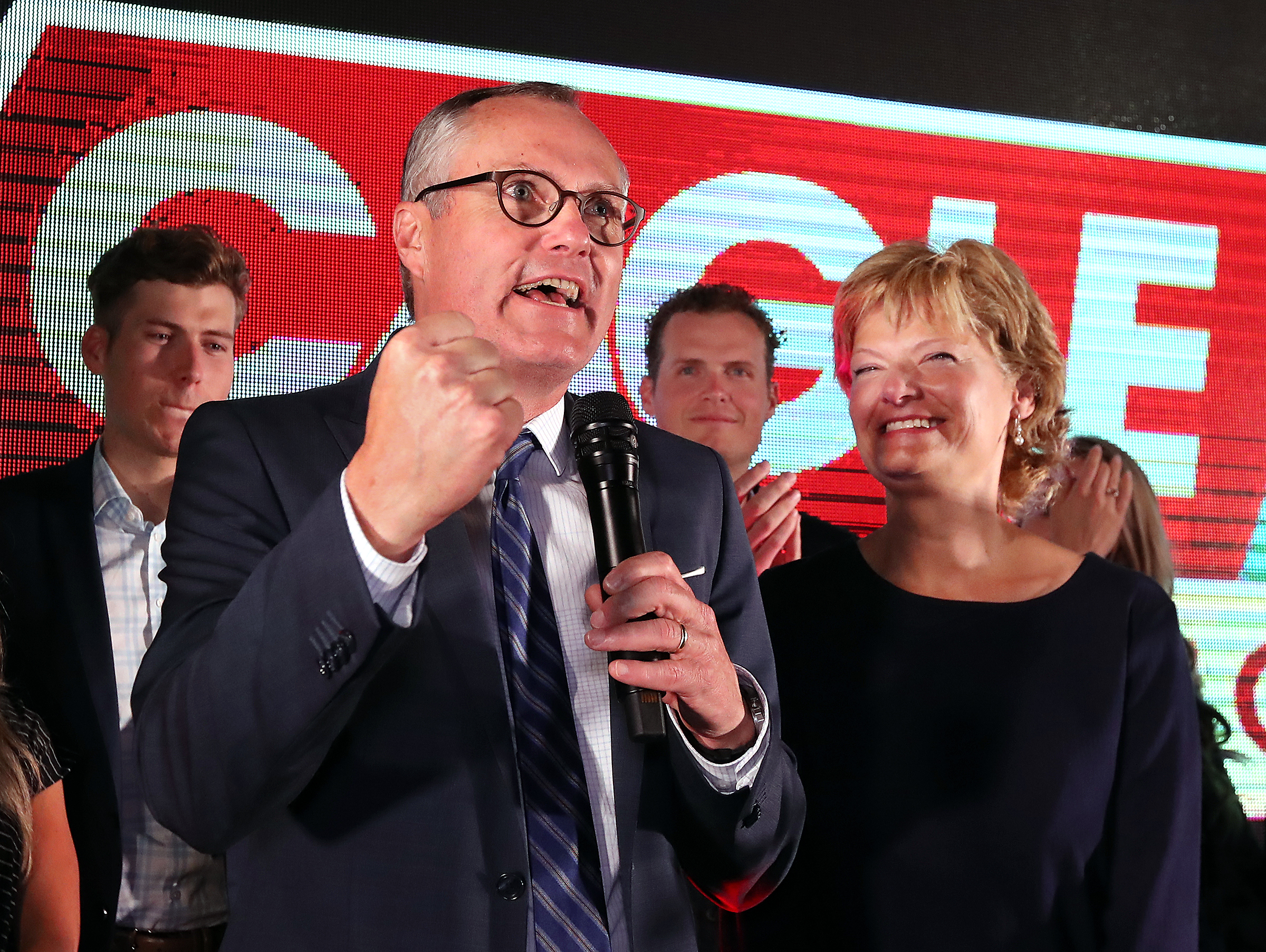May 22, 2018 Gainesville: Lt. Governor Casey Cagle, the leading conservative Republican for governor, and his wife Nita thank supporters at his election night watch party on Tuesday, May 22, 2018, in his hometown Gainesville. Curtis Compton/ccompton@ajc.com