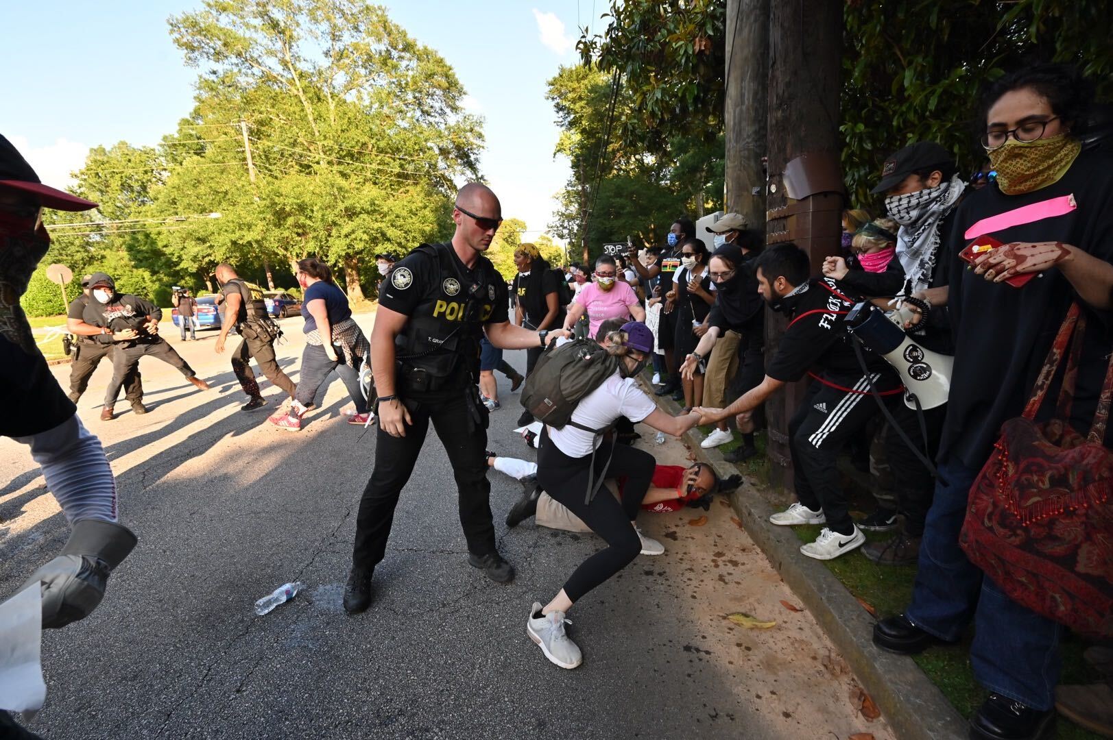 Protestors outside the Governor's Mansion on Saturday, May 30, 2020.