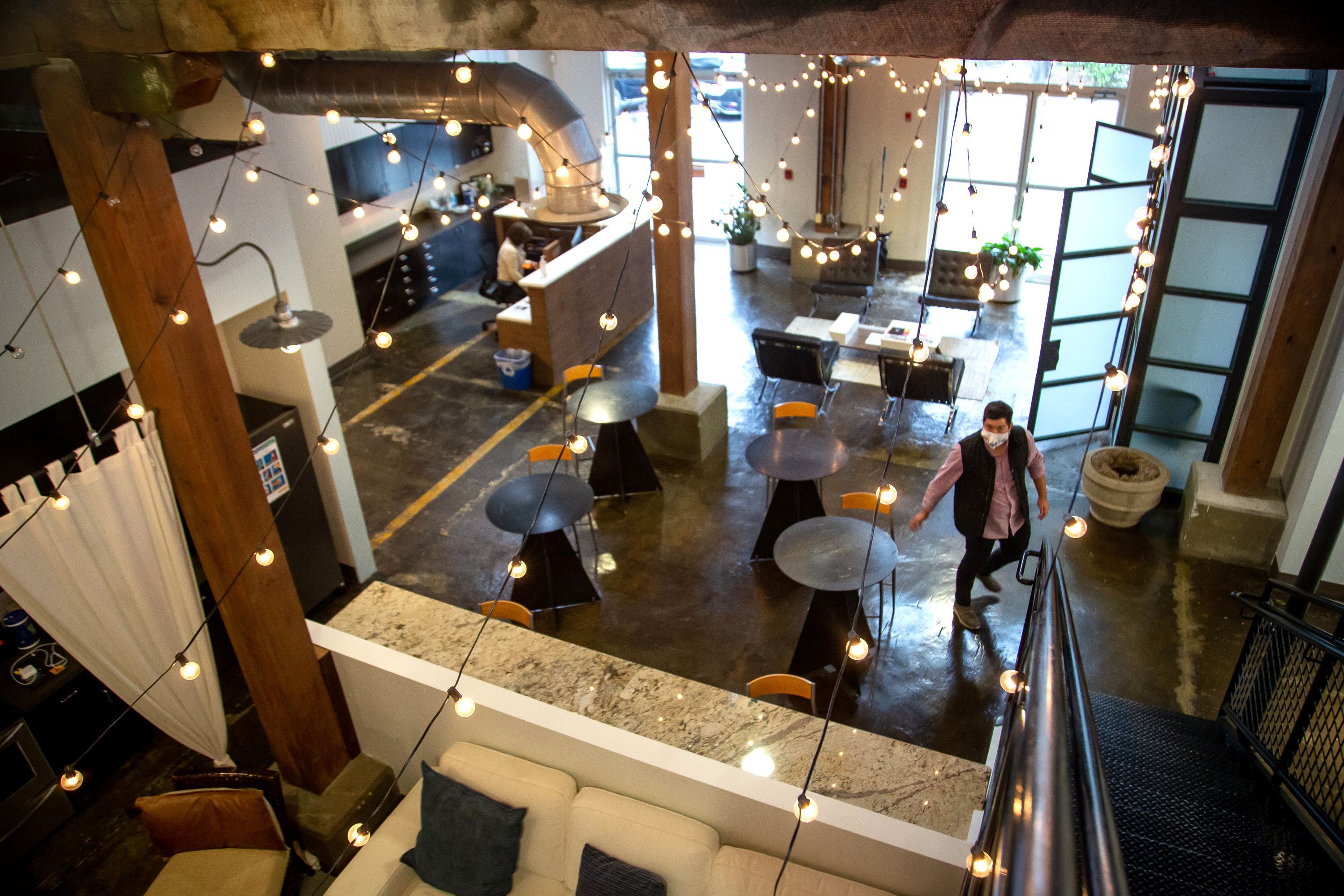 The Atlanta office space at the Blue Sky ad agency is nearly empty as employees work from home. Rob Farinella, founder and CEO of Blue Sky ad agency usually goes to the office about once a week. (STEVE SCHAEFER FOR THE ATLANTA JOURNAL-CONSTITUTION)