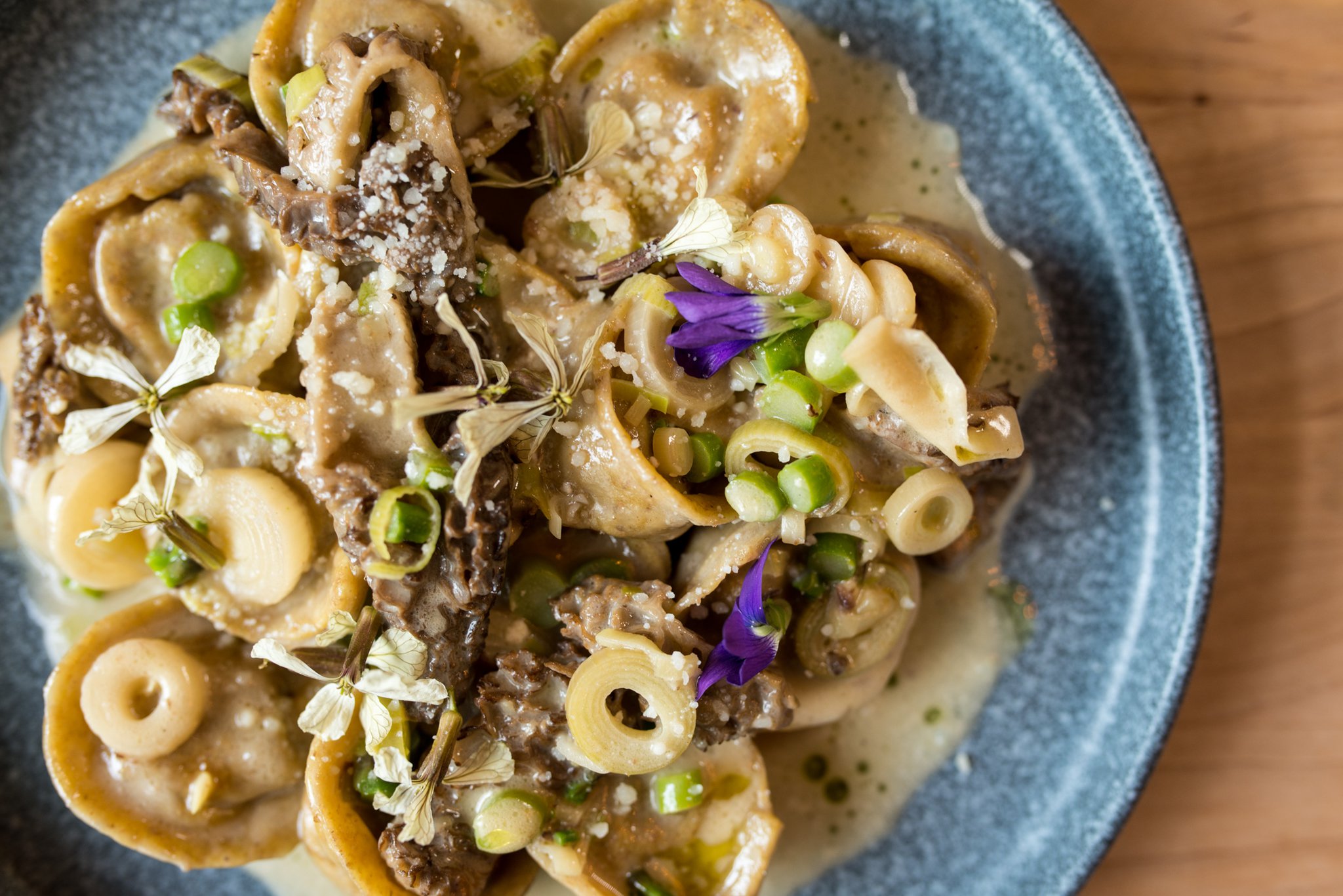 House-made cappelletti, morels, green garlic, and creme fraiche. Photo credit- Mia Yakel.