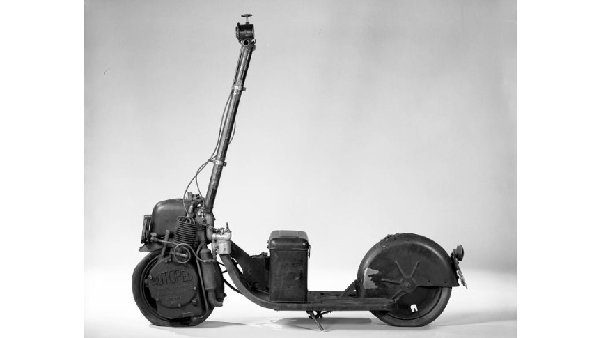 The Autoped Company of America, of Long Island City, New York, built this lightweight scooter in 1918. This model is part of the collection of the National Museum of American History.
