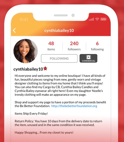 "Real Housewives of Atlanta" cast member Cynthia Bailey is selling items to benefit charity via ShopSnapIt.