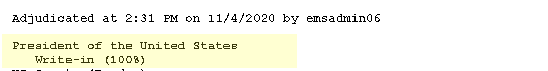 The ballot was ruled as a write-in vote.