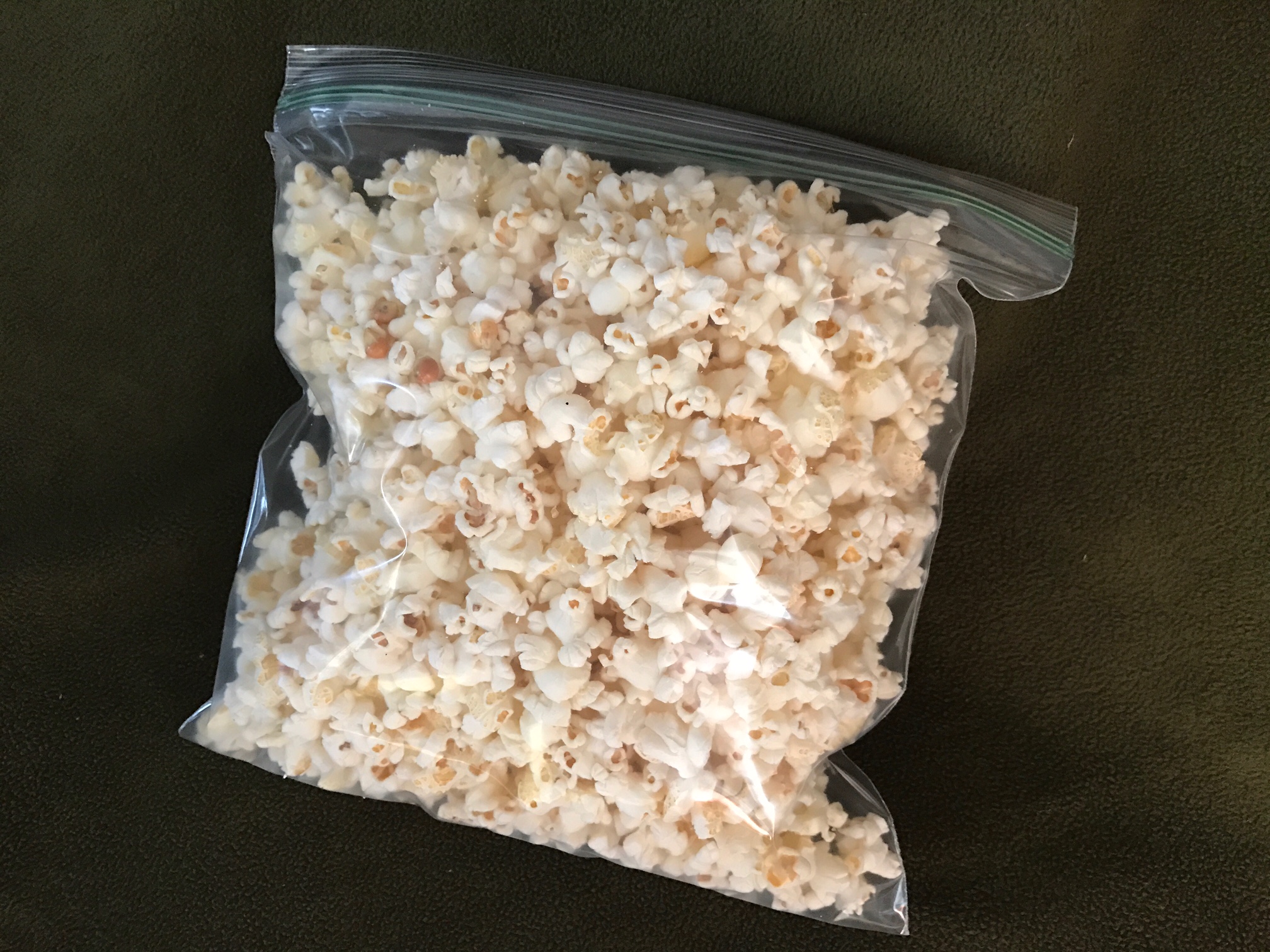 A gallon bag can hold 13 cups of air-popped popcorn. / Photo by Ligaya Figueras