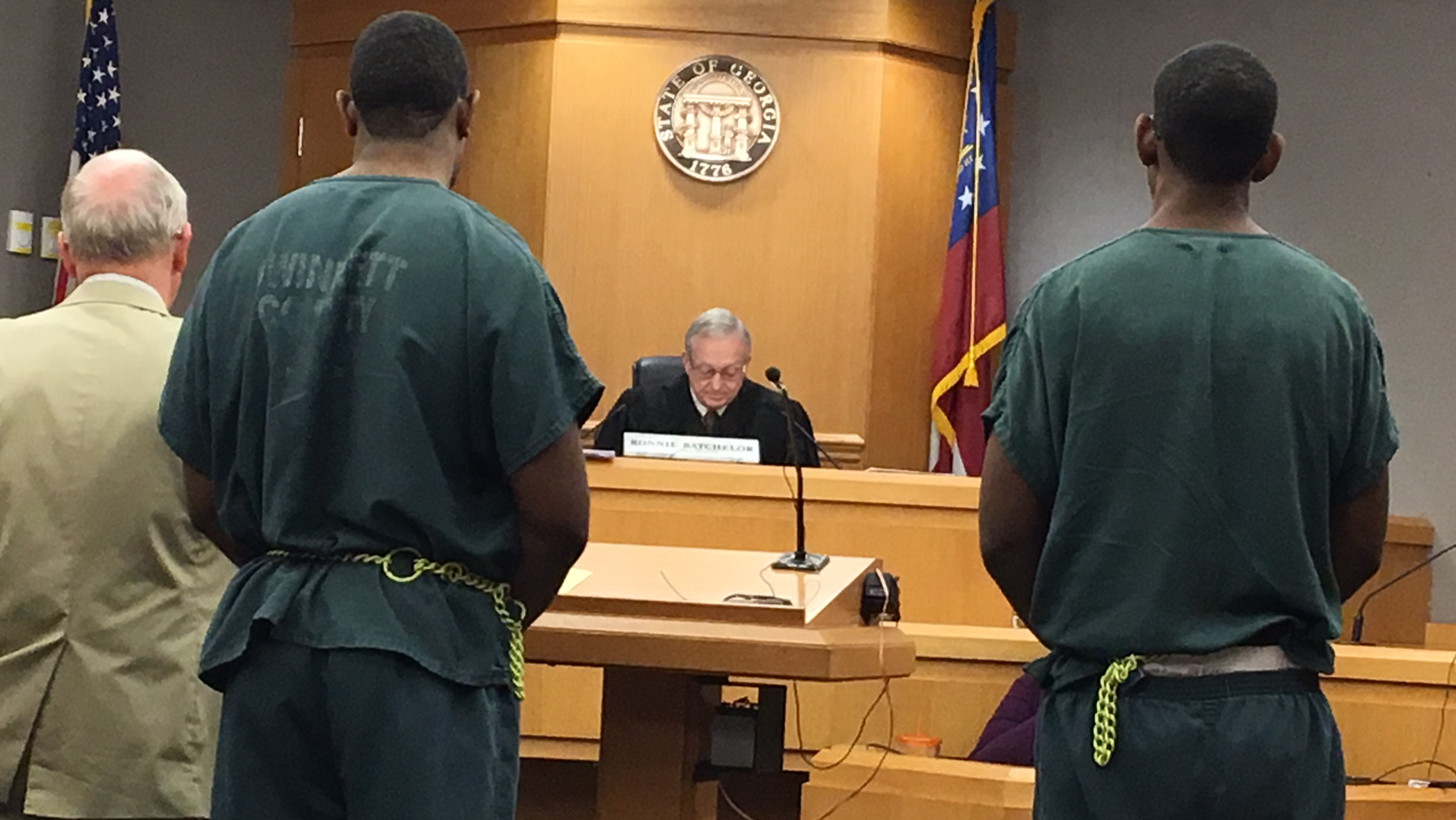 Christopher (L) and Cameron (R) Ervin both apologize before hearing their sentence from Judge Ronnie Batchelor.