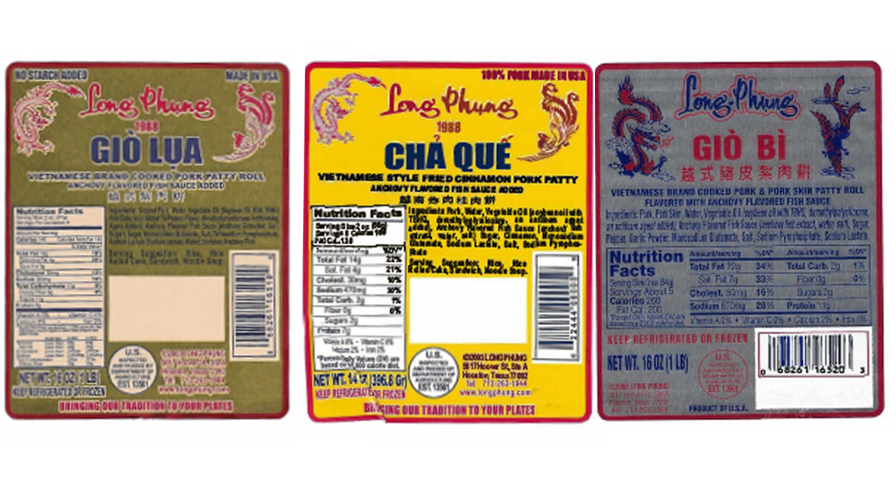 Vietnamese ready to eat pork products recalled