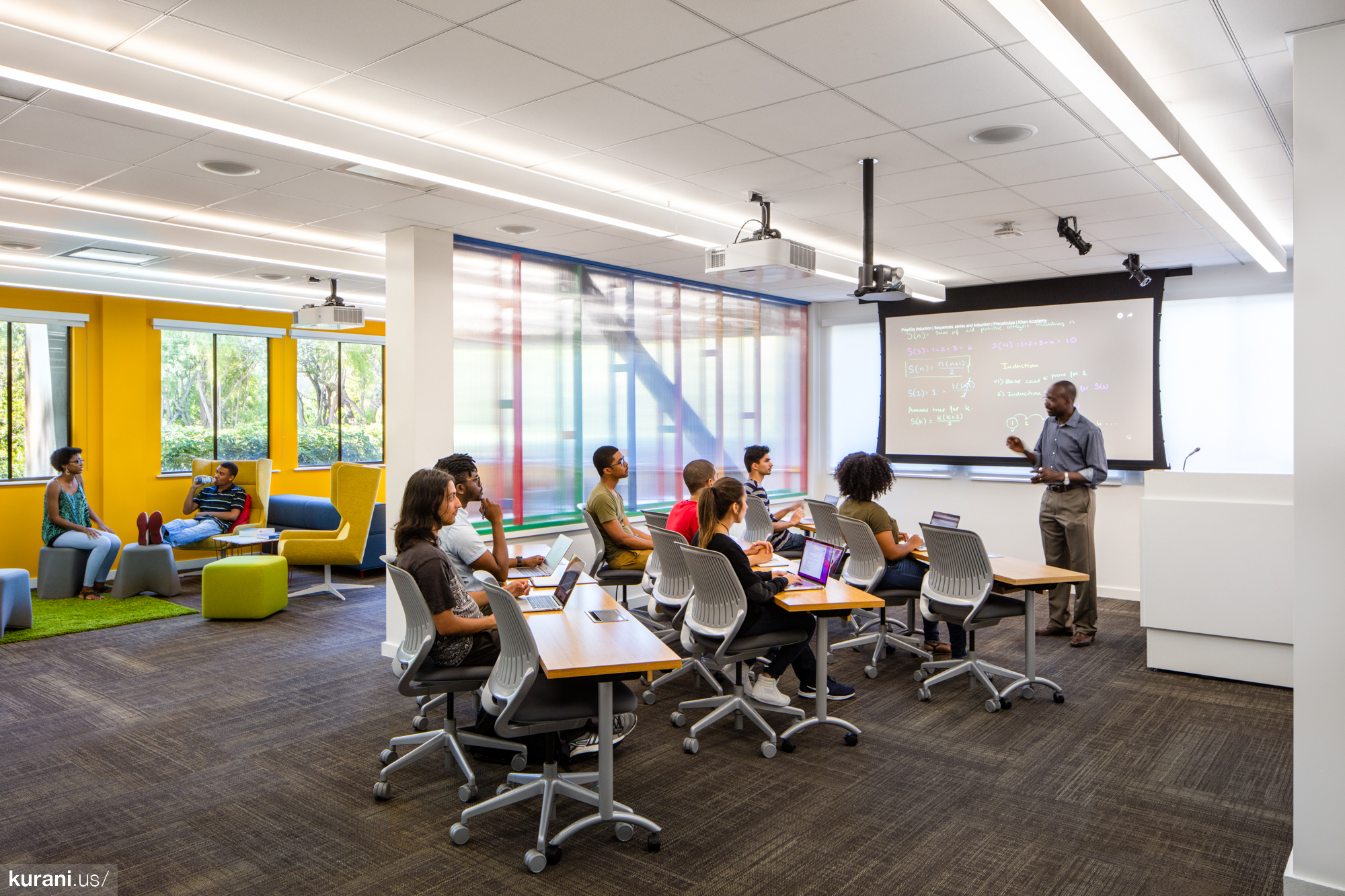One of the Howard West Campus multi-modal classrooms, designed by Atlanta-based architecture firm, Kurani. The campus is at Google headquarters in Mountain View, California.