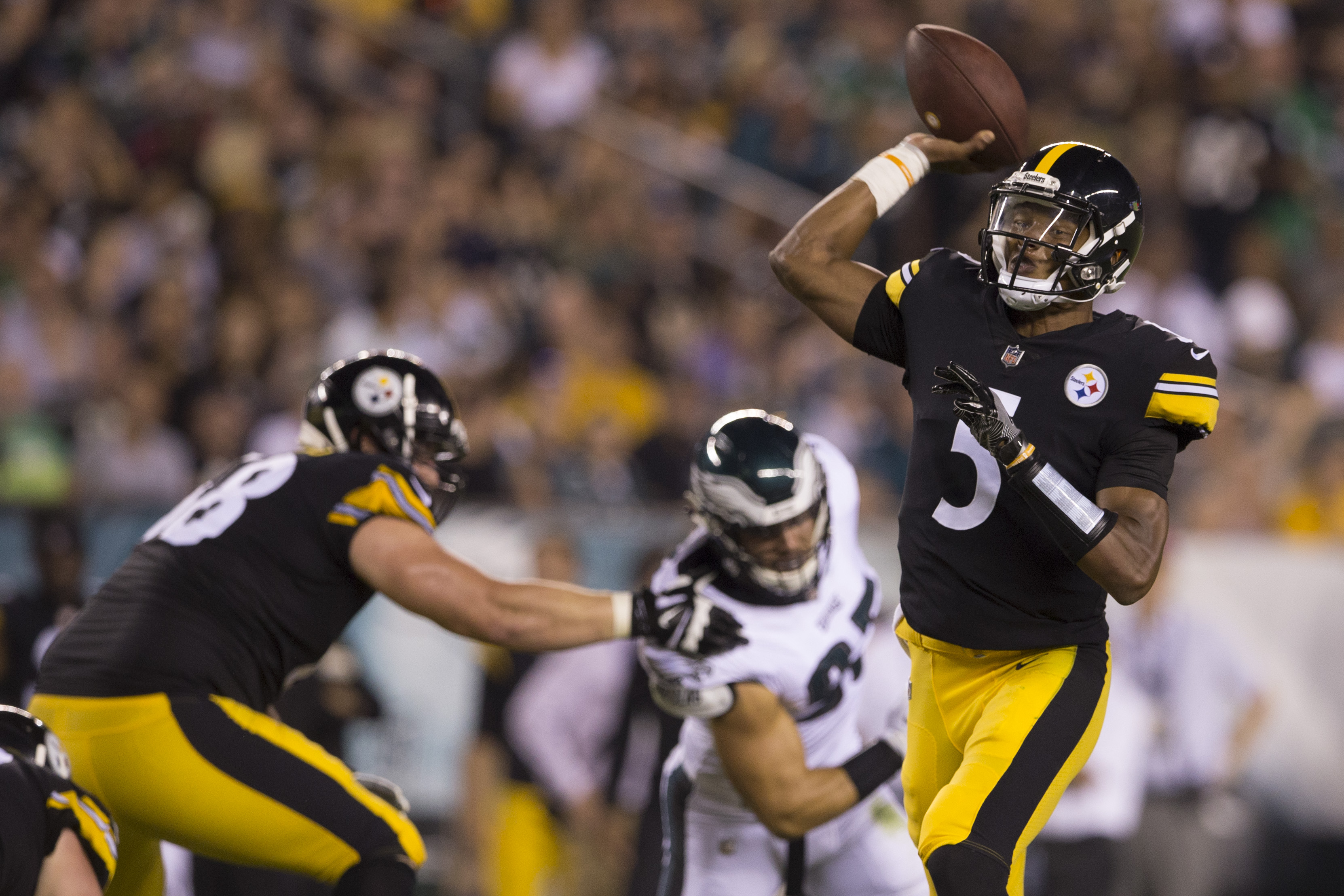 Steelers QB Josh Dobbs flying high off the field