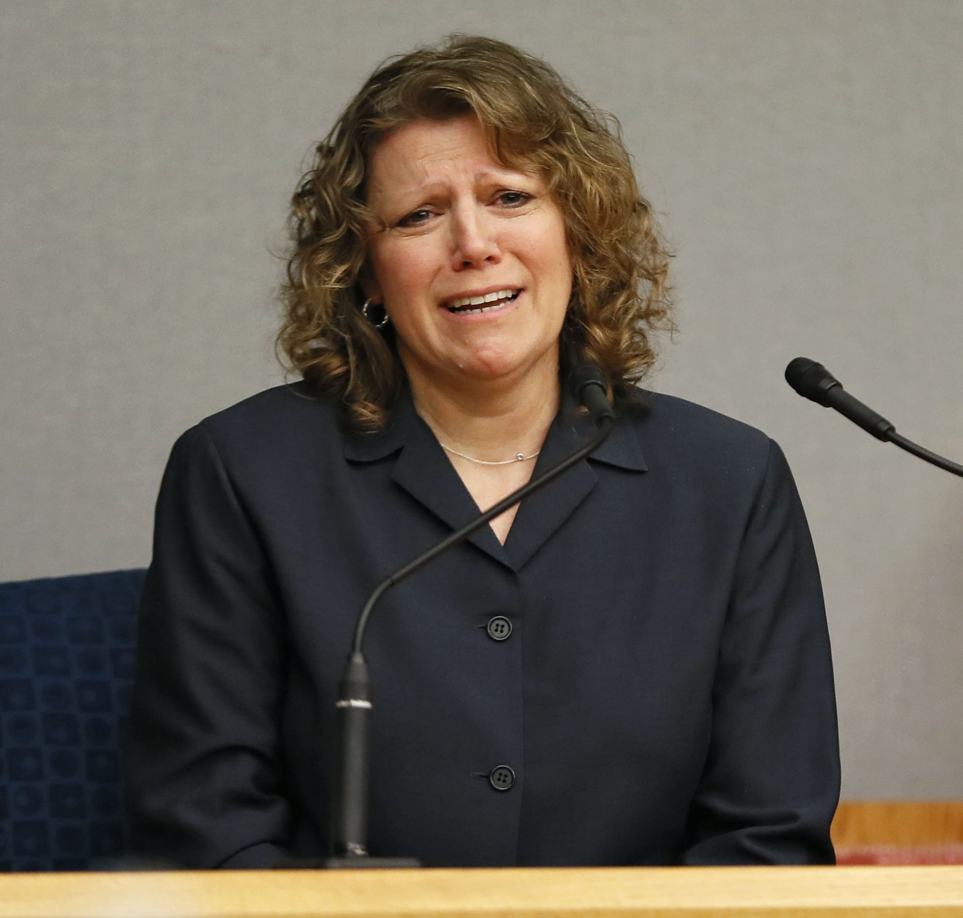 April 24, 2019 - Lawrenceville - Lisa Neal, who was Emani Moss' elementary school teacher, tells the court what Emani was like as a student during Day One of testimony in the Tiffany Moss death penalty trial. Tiffany Moss is accused of starving her stepdaughter Emani, then trying to burn the corpse.