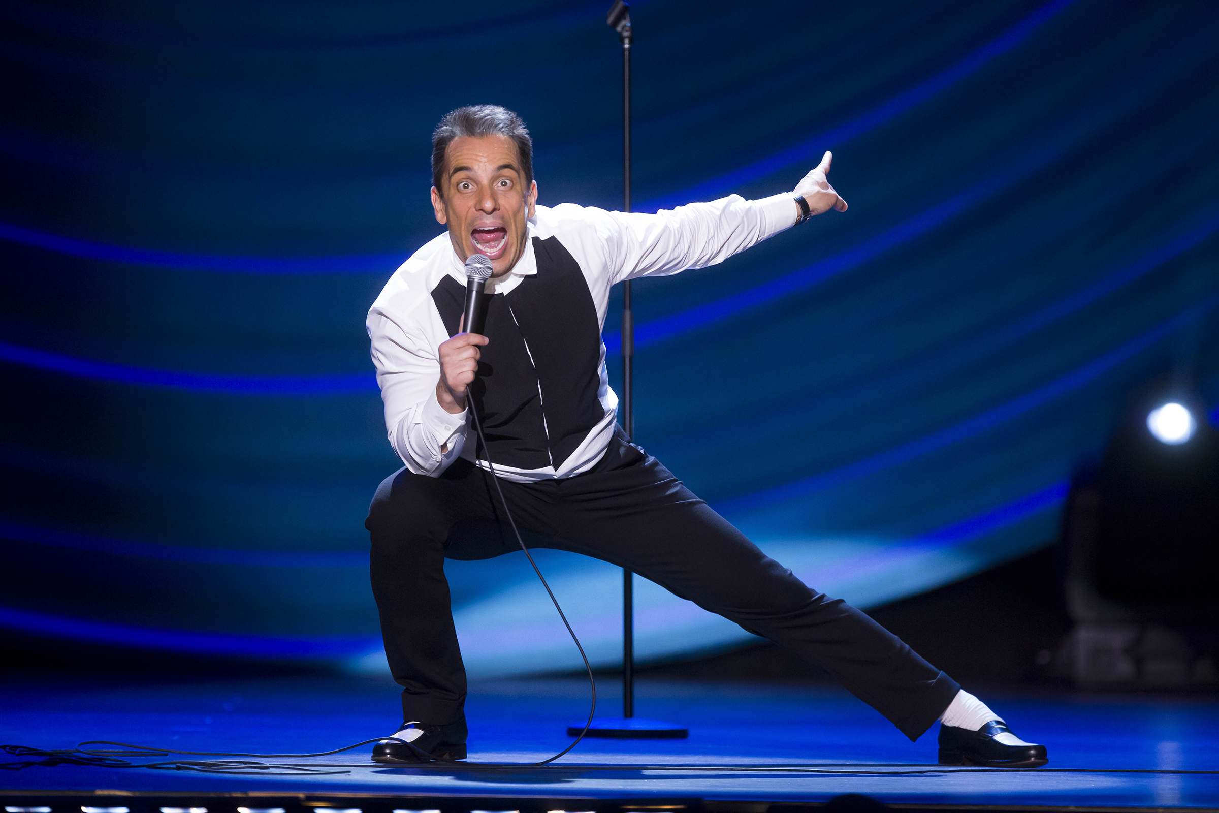 Sebastian Maniscalco at the Beacon Theater in SEBASTIAN MANISCALCO: WHY WOULD YOU DO THAT?. Photo Credit: Todd Rosenberg/SHOWTIME. Photo ID: SEBASTIANMANISCALCO_WHYWOULDYOU_3432660_UN_02