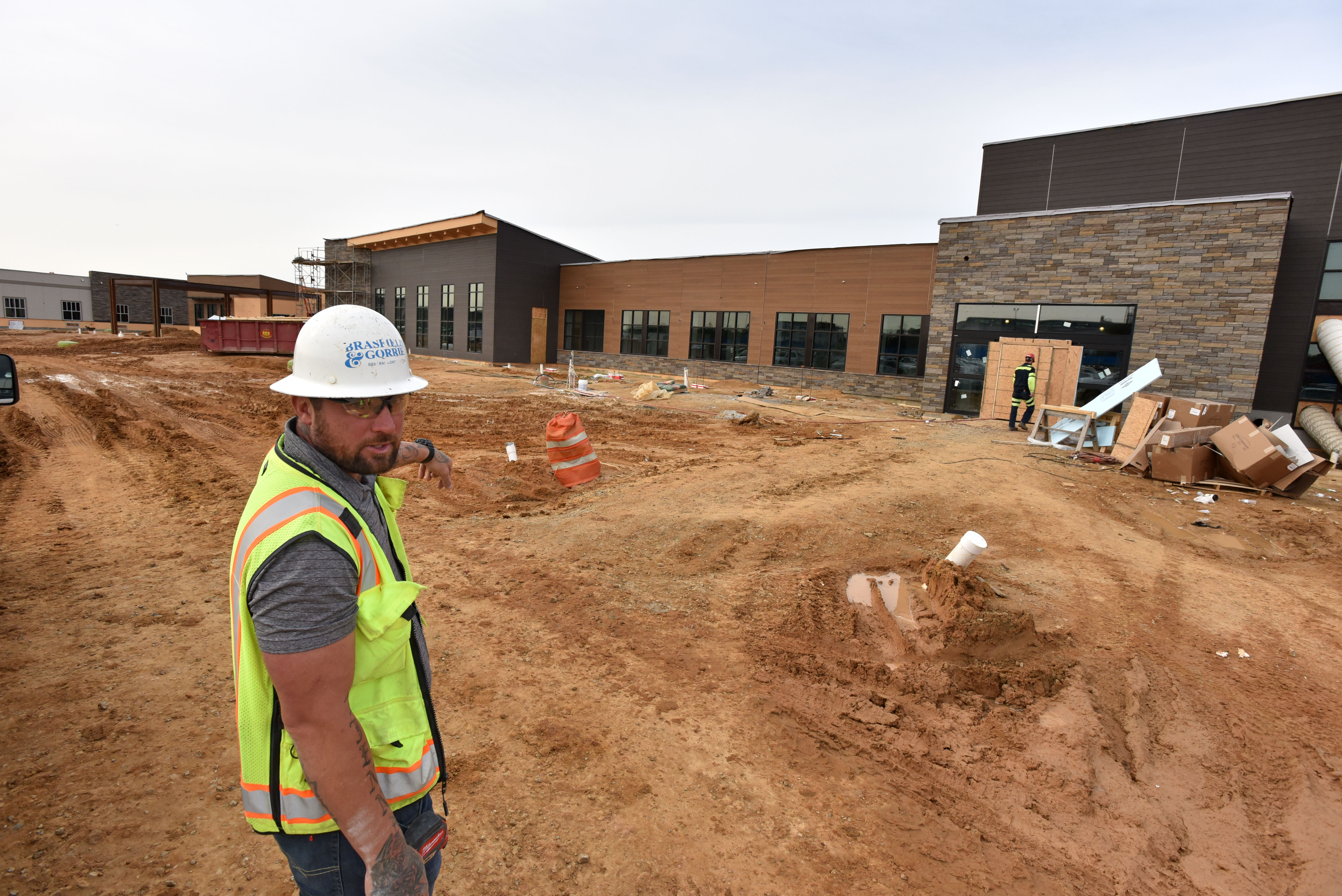Rock Belanger, assistant superintendent, shows construction site of new Cook County Medical Center in Adel on Wednesday, March 13, 2019. The new facility will not deliver babies, but it will focus on out-patient surgery, which is a profitable service. HYOSUB SHIN / HSHIN@AJC.COM