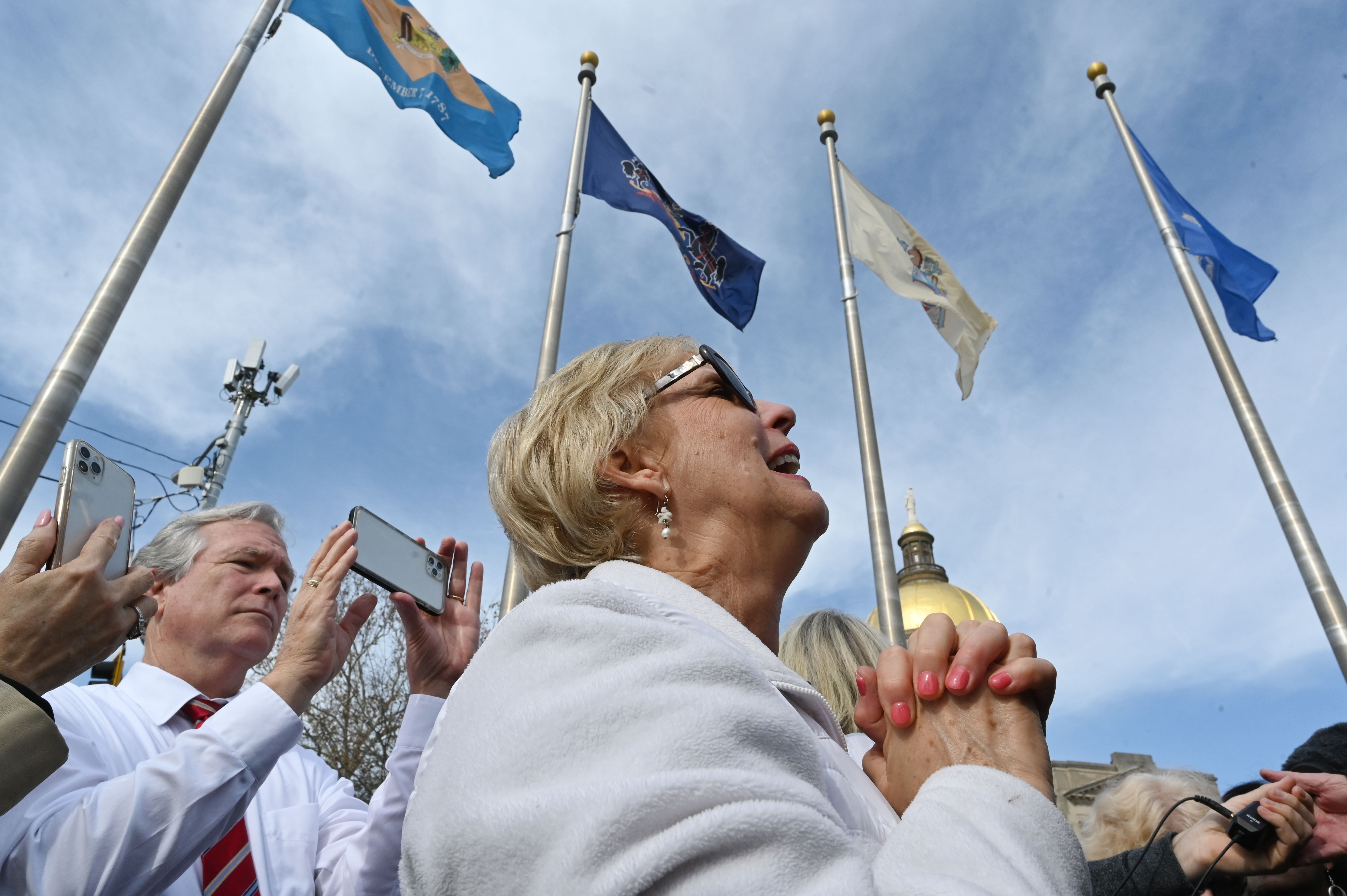 Participants gathered at Liberty Plaza to pray for Georgians to vote for candidates with distinctly biblical values during the Georgia Prayer March event in Atlanta on Saturday, January 2, 2021. (Hyosub Shin / Hyosub.Shin@ajc.com)