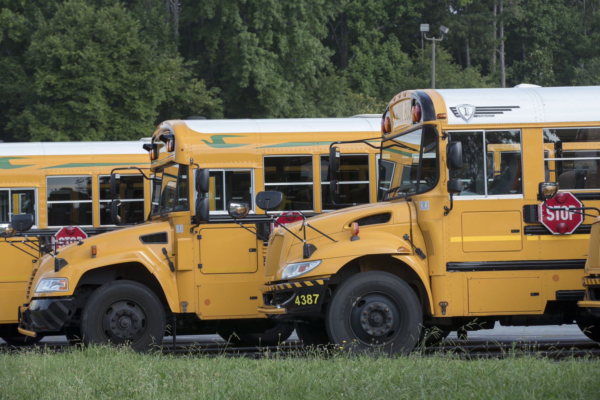 Propane school buses made by Georgia-based Blue Bird Corp. have a green emblem above the driver’s window, while their diesel buses have a black one. Georgia schools are gradually replacing their diesel fleets with cleaner-burning alternatives, mainly propane, with the help of federal grants and a new appropriation by the Georgia General Assembly.