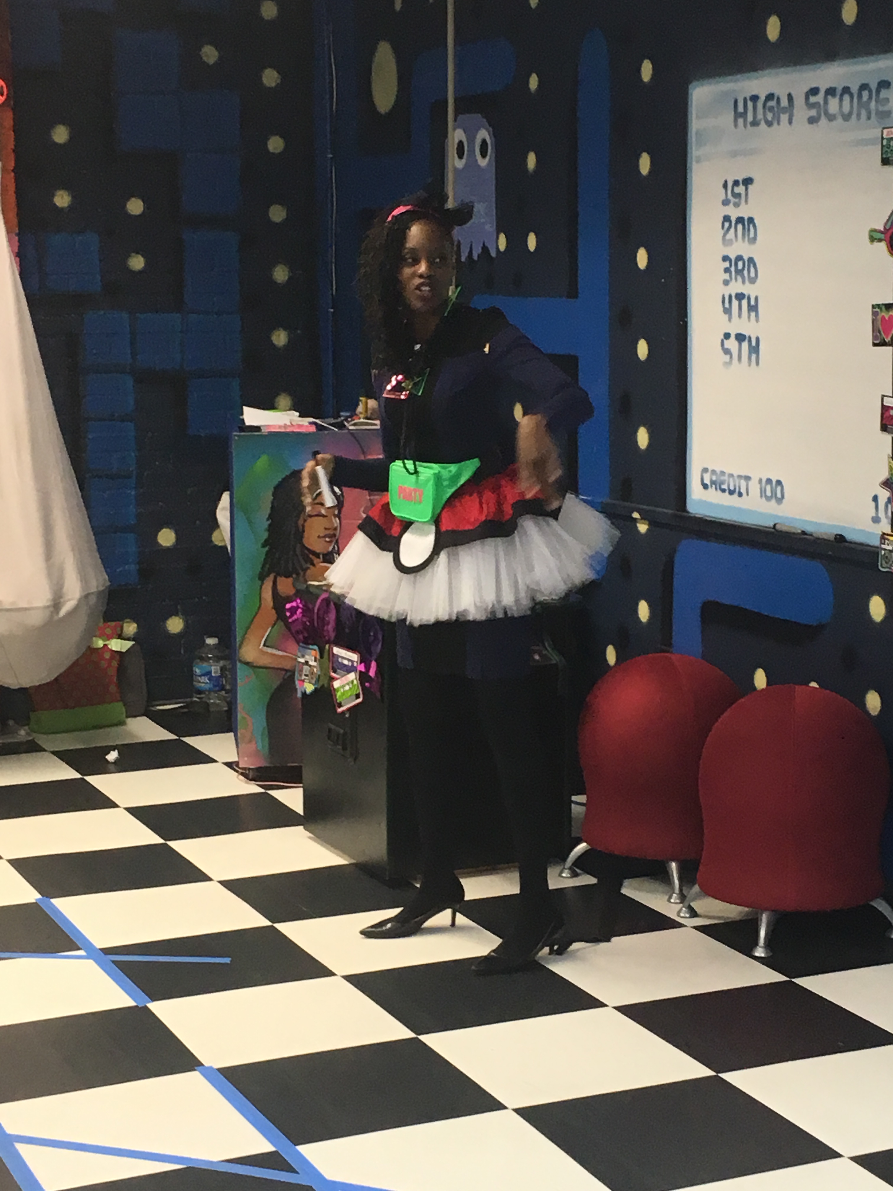 Atlanta resident Valerie Camille Jones, of Ron Clark Academy, sometimes dresses a Poke Ball.