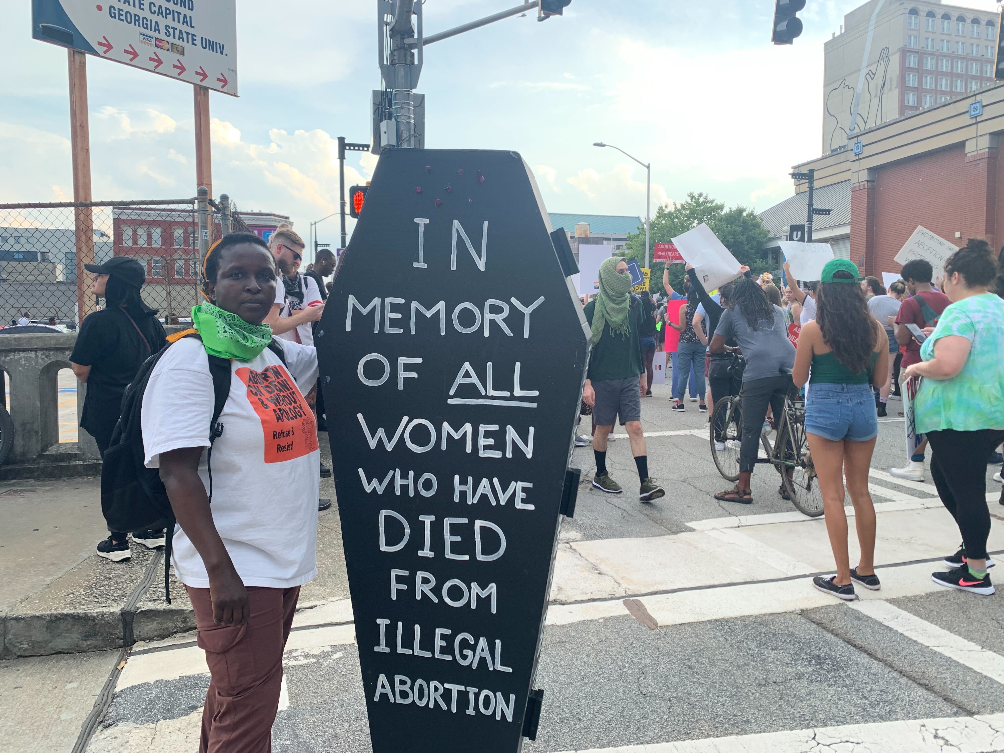 Gathegu Gatungo said she created a casket for the protest in remembrance of the many women who died during childbirth and unsafe abortions.