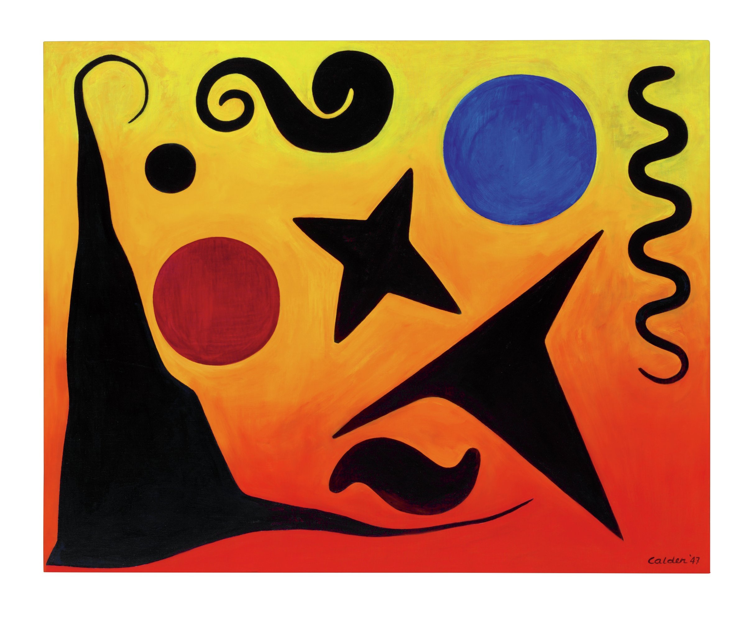“Seven Black, Red and Blue” by Alexander Calder. More than 100 pieces by Alexander Calder and Pablo Picasso are part of a new exhibit at the High Museum of Art that demonstrates previously unseen connections between the work of the two artists. Courtesy: High Museum of Art
