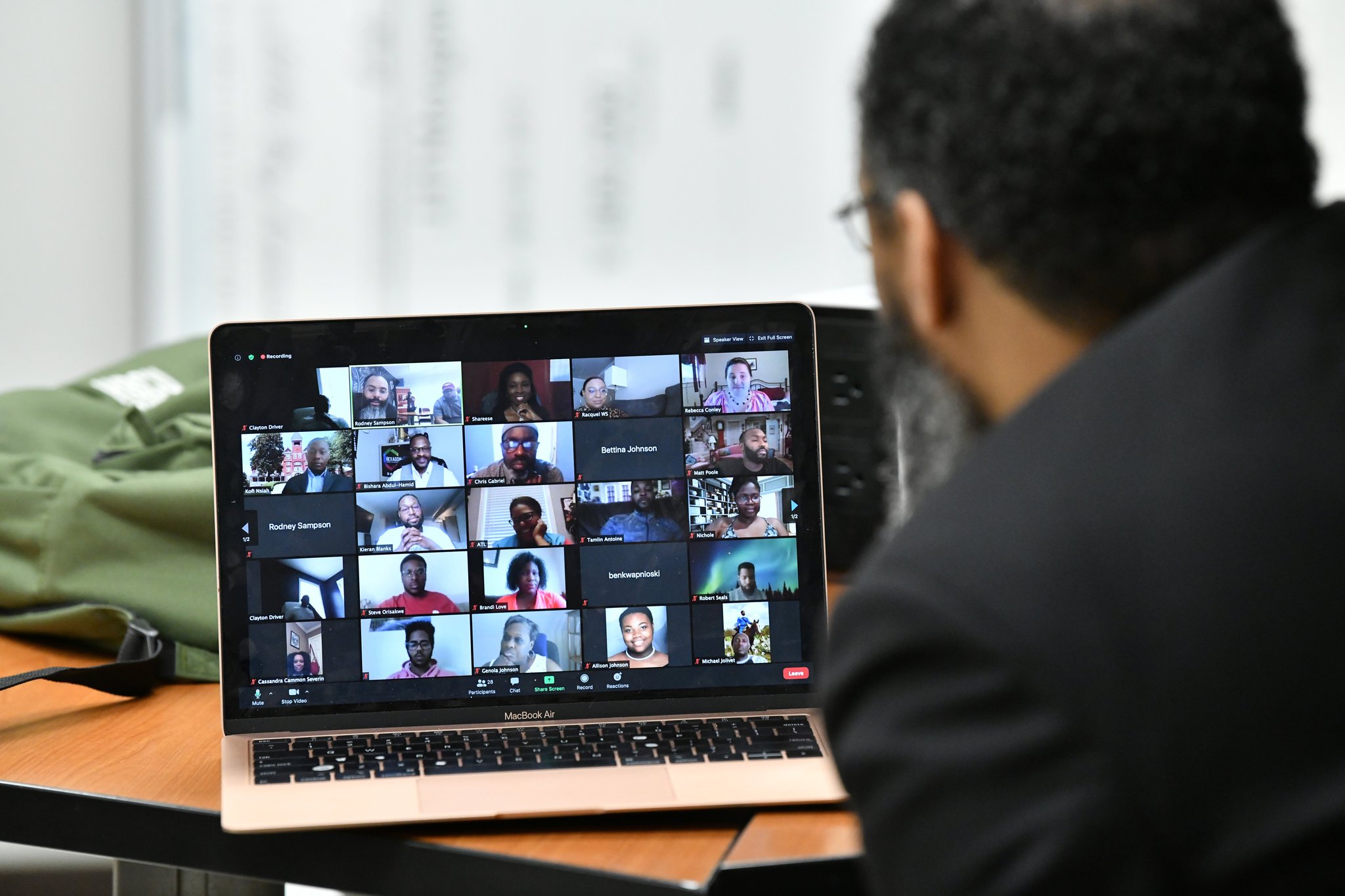 Rodney Sampson, chairman & CEO of OHUB, speaks to students online during an online coding bootcamp created by Morehouse College at Morehouse College on Tuesday, June 9, 2020. It’s the kind of class that can help HBCUs generate revenue.