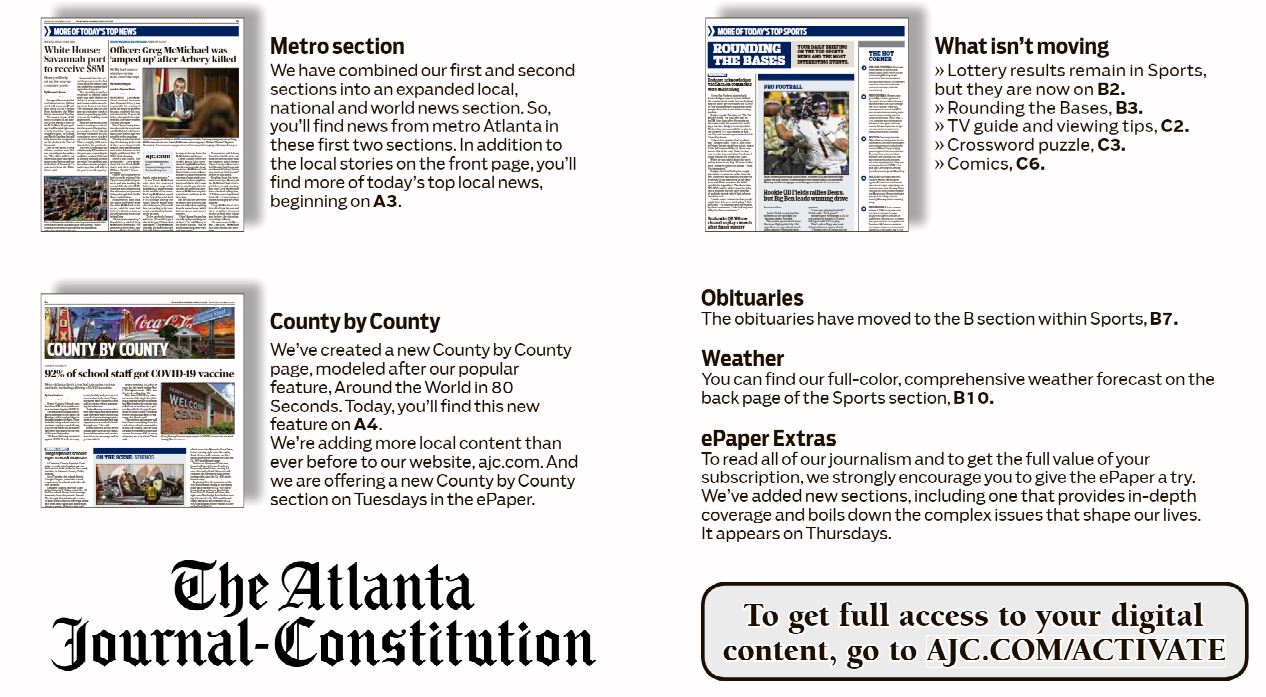 Atlanta Journal Constitution front page – Trusting News