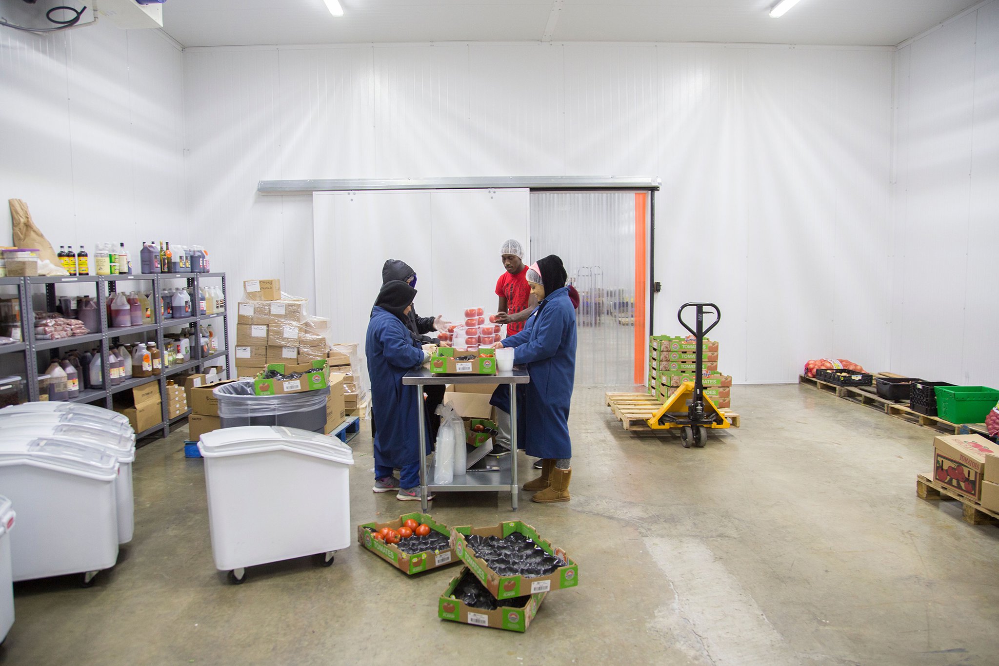 PeachDish has expansive space in its home on Atlanta’s Browns Mill Road. A cool room keeps produce and dry goods fresh until they are ready to be packed and shipped out.