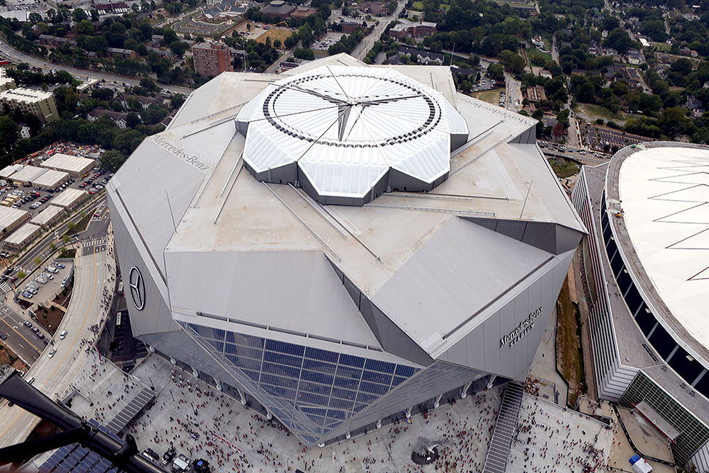 Mercedes-Benz Stadium chic on-field terraces - Coliseum