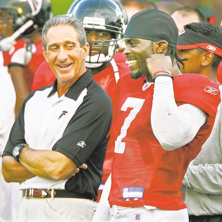 Atlanta Falcons owner Arthur Blank models a new Falcons' jersey during a  press conference and fashion show at the Mall of Georgia in Buford, Ga.,  Thursday, April 24, 2003. The Falcons unveiled