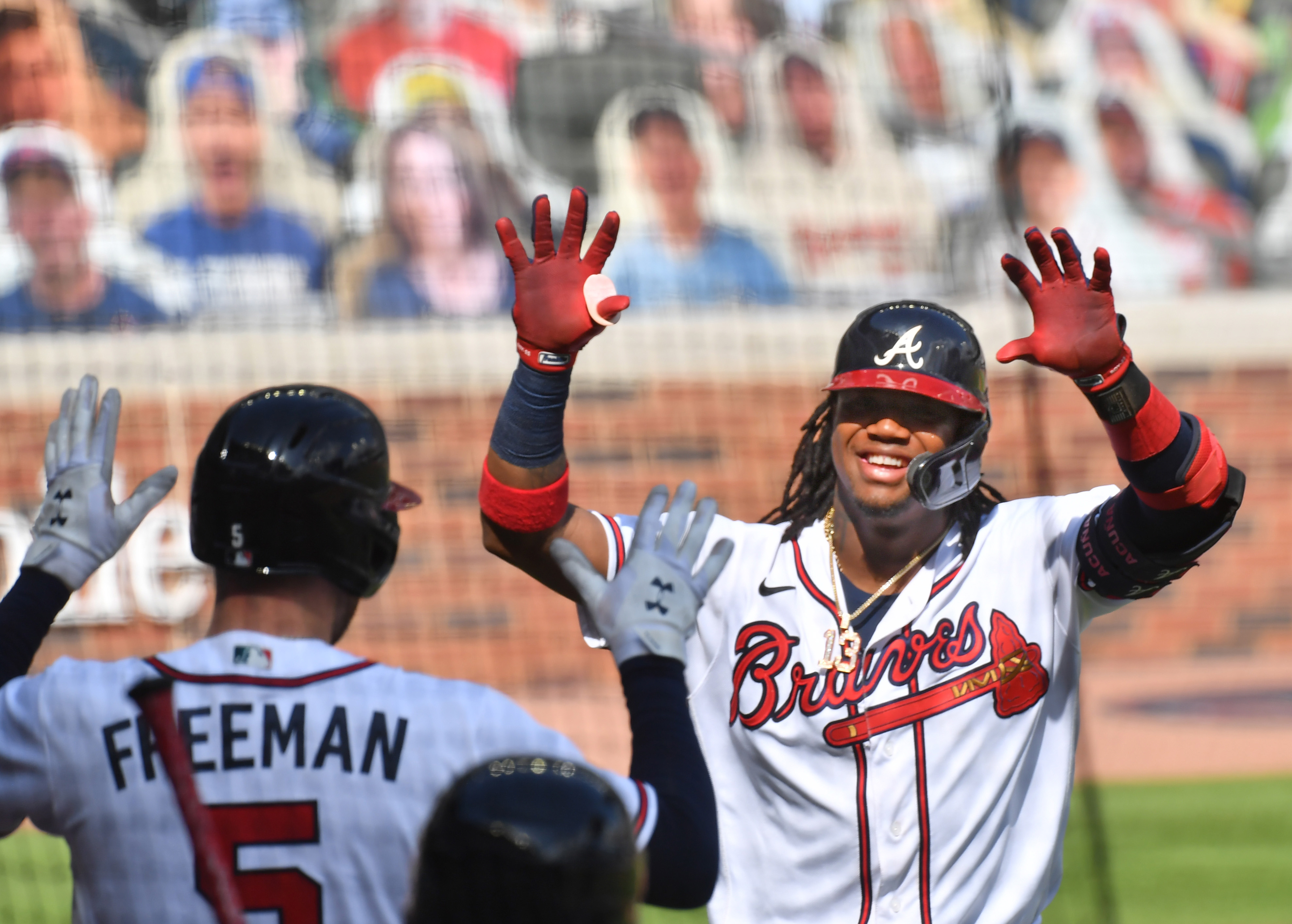 Atlanta Braves' Ronald Acuña Jr., heads for the locker room after a baseball  game against the Washington Nationals at Nationals Park, Friday, Sept. 22,  2023, in Washington. The Braves won 9-6. (AP