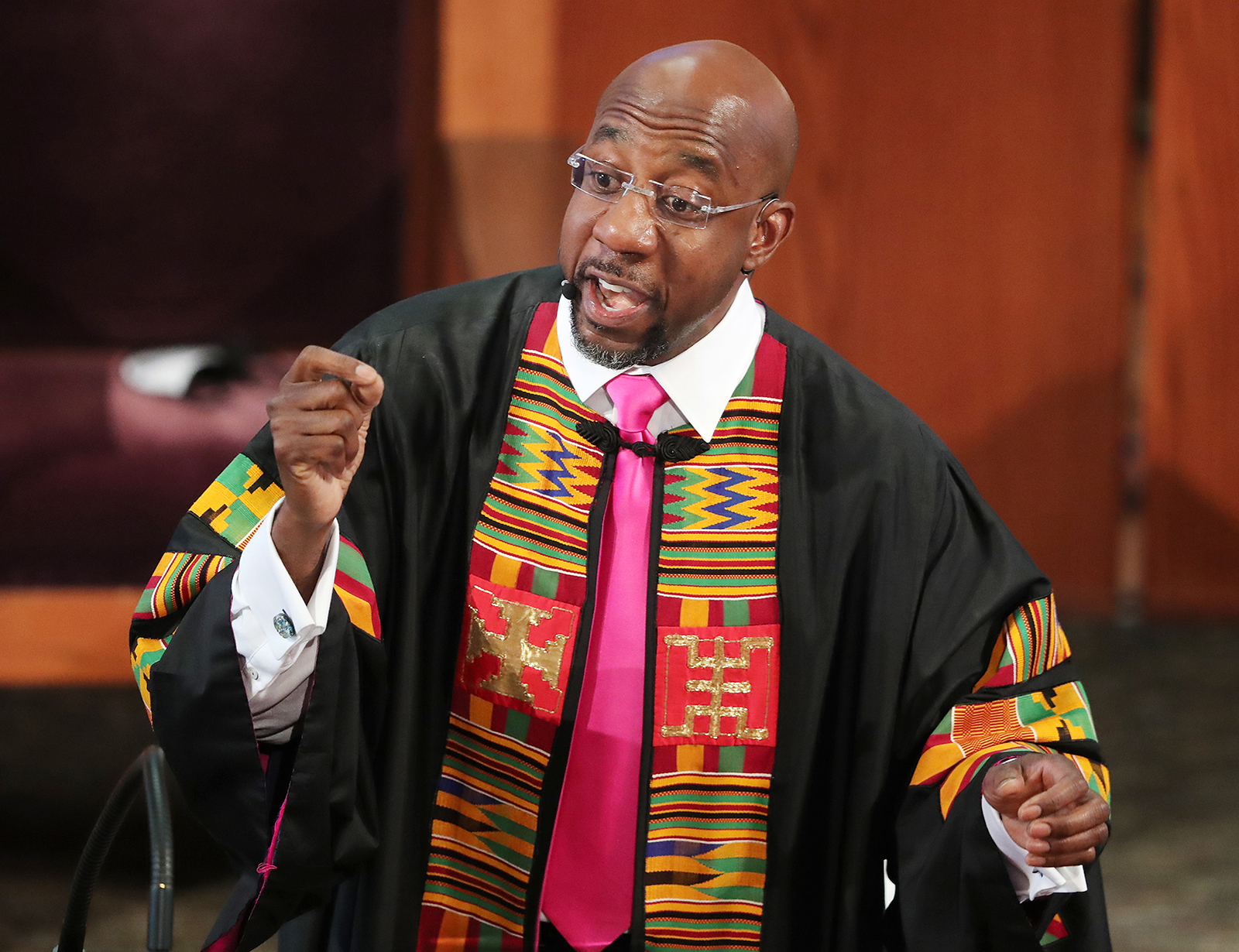 Rev. Raphael G. Warnock delivers the eulogy for Rayshard Brooks at his funeral in Ebenezer Baptist Church on Tuesday, June 23, 2020 in Atlanta. (Curtis Compton/The Atlanta Journal-Constitution/TNS) 