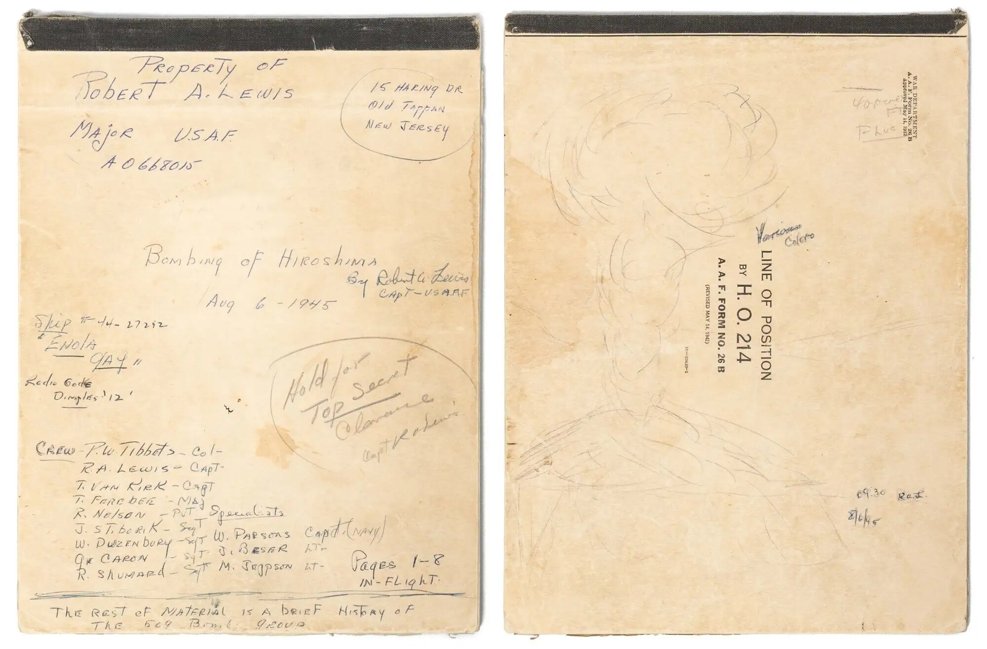 Atomic Bomb Pilot's Notebook for Sale Amid Rising Tensions