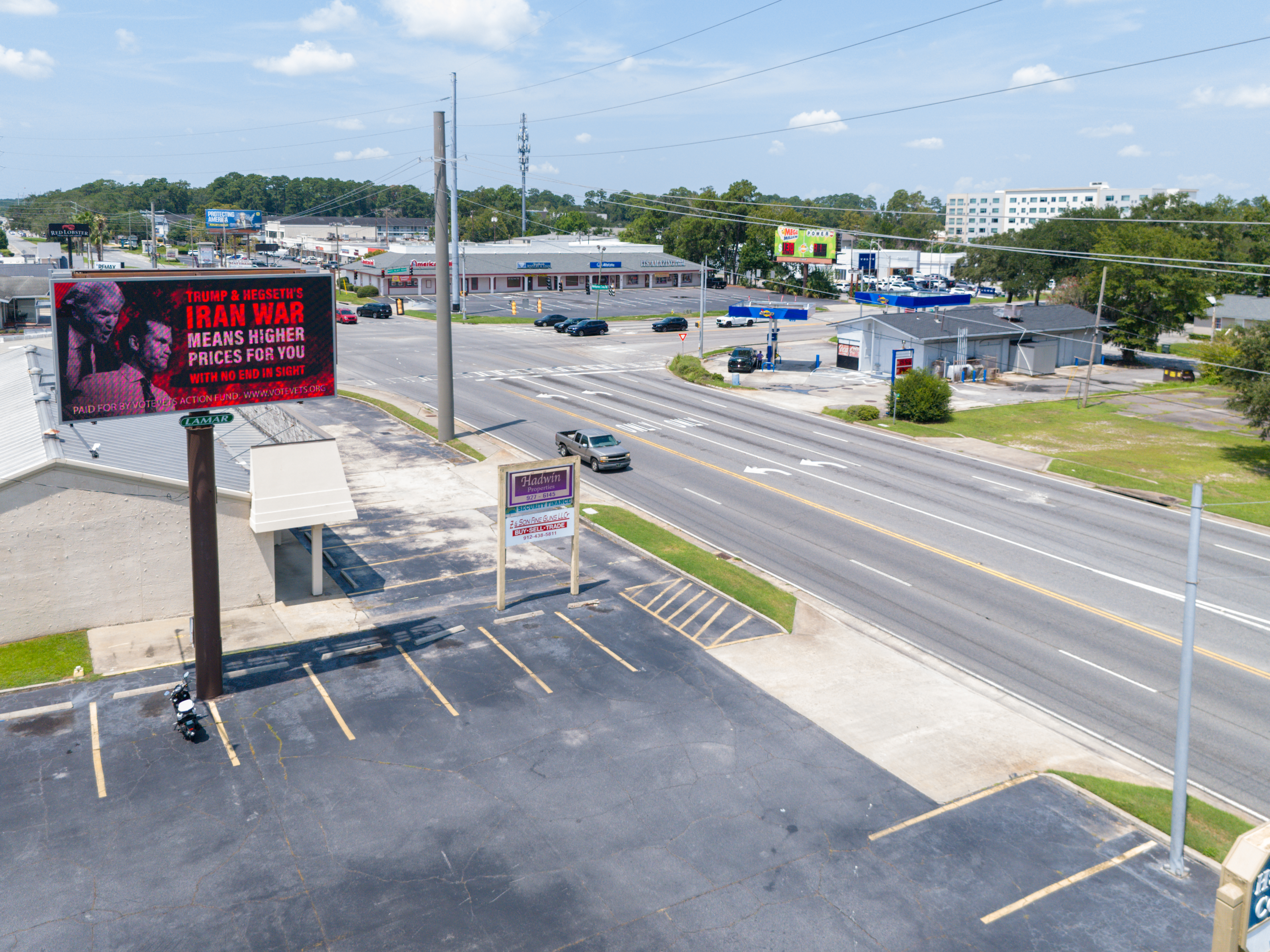Billboard campaign near U.S. military sites links Iran war to rising consumer prices
