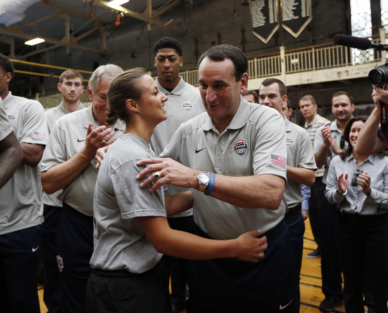 Army grad Coach K takes USA team to West Point