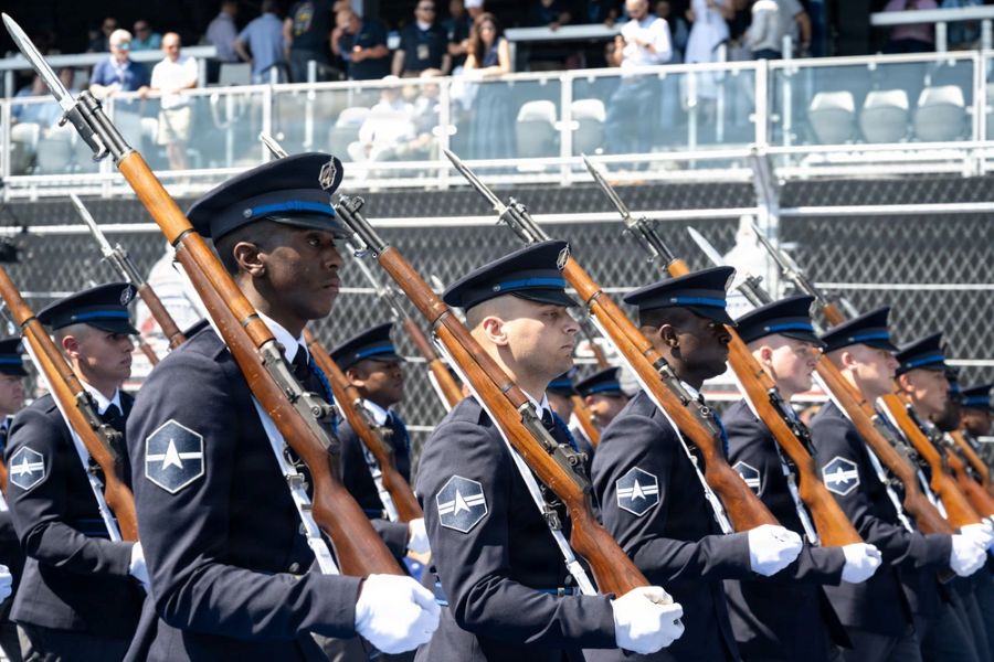 Space Force Honor Guard debuts updated ceremonial uniform at Washington Grand Prix