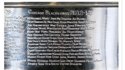 PHOTO: Defending champion Blackhawks engraved on Stanley Cup