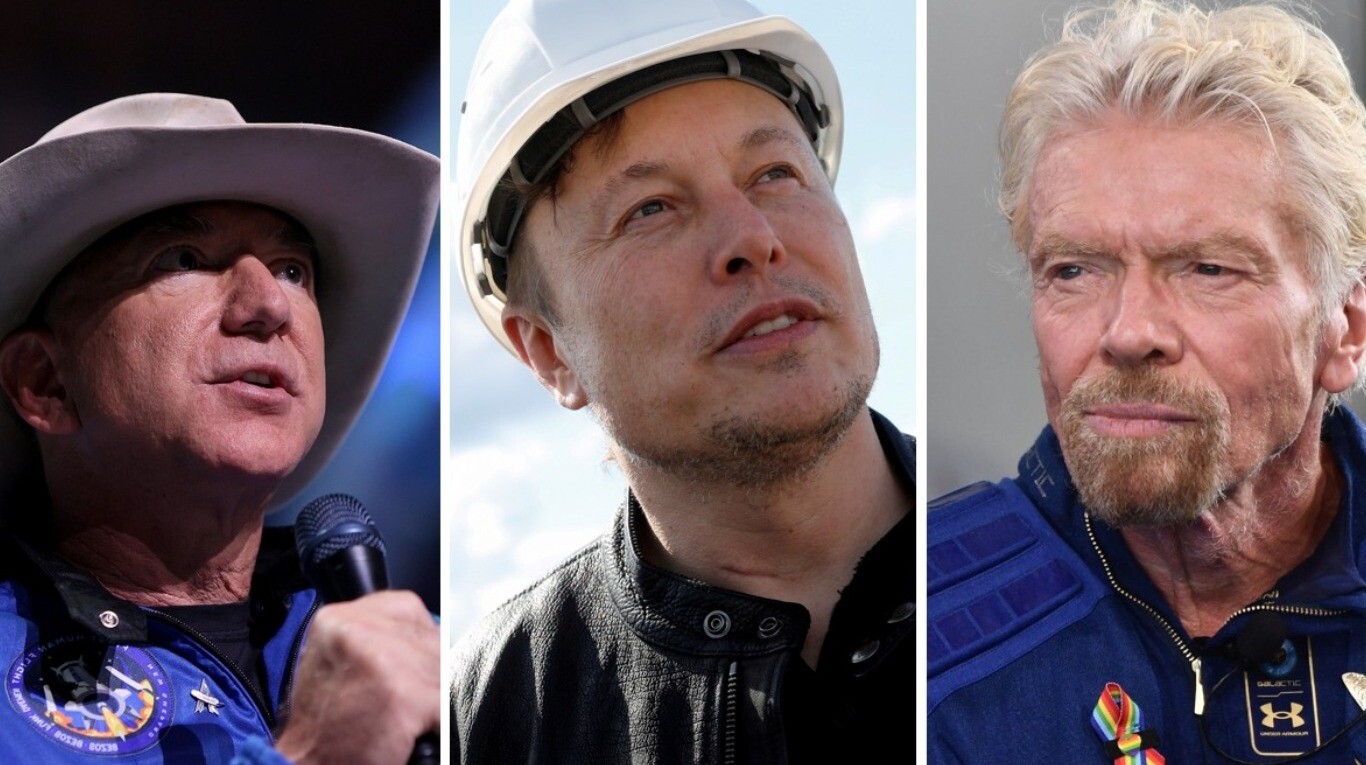 Jeff Bezos, Elon Musk y Richard Branson, tres magnates que ya hacen negocios en el espacio.