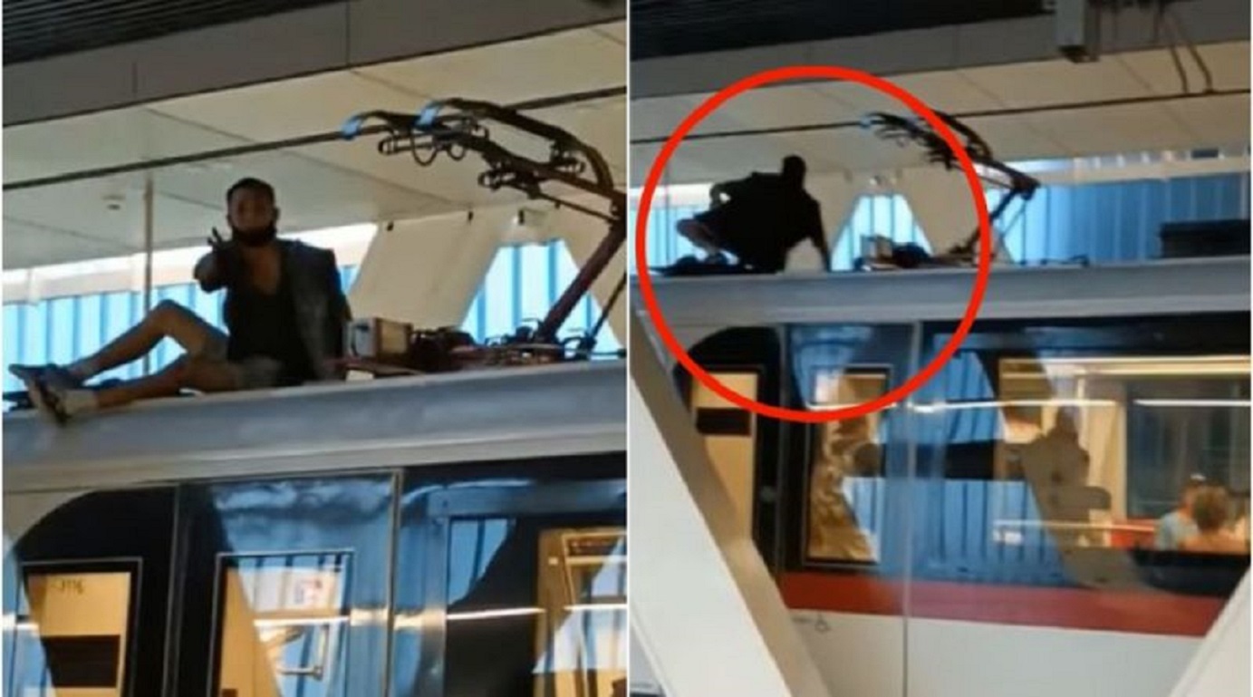 En redes sociales se hizo viral un video en donde se ve a un hombre viajando en el techo del Tren Ligero de Guadalajara. (Foto: Captura video de Facebook / Oscar Aurelio Escudero).