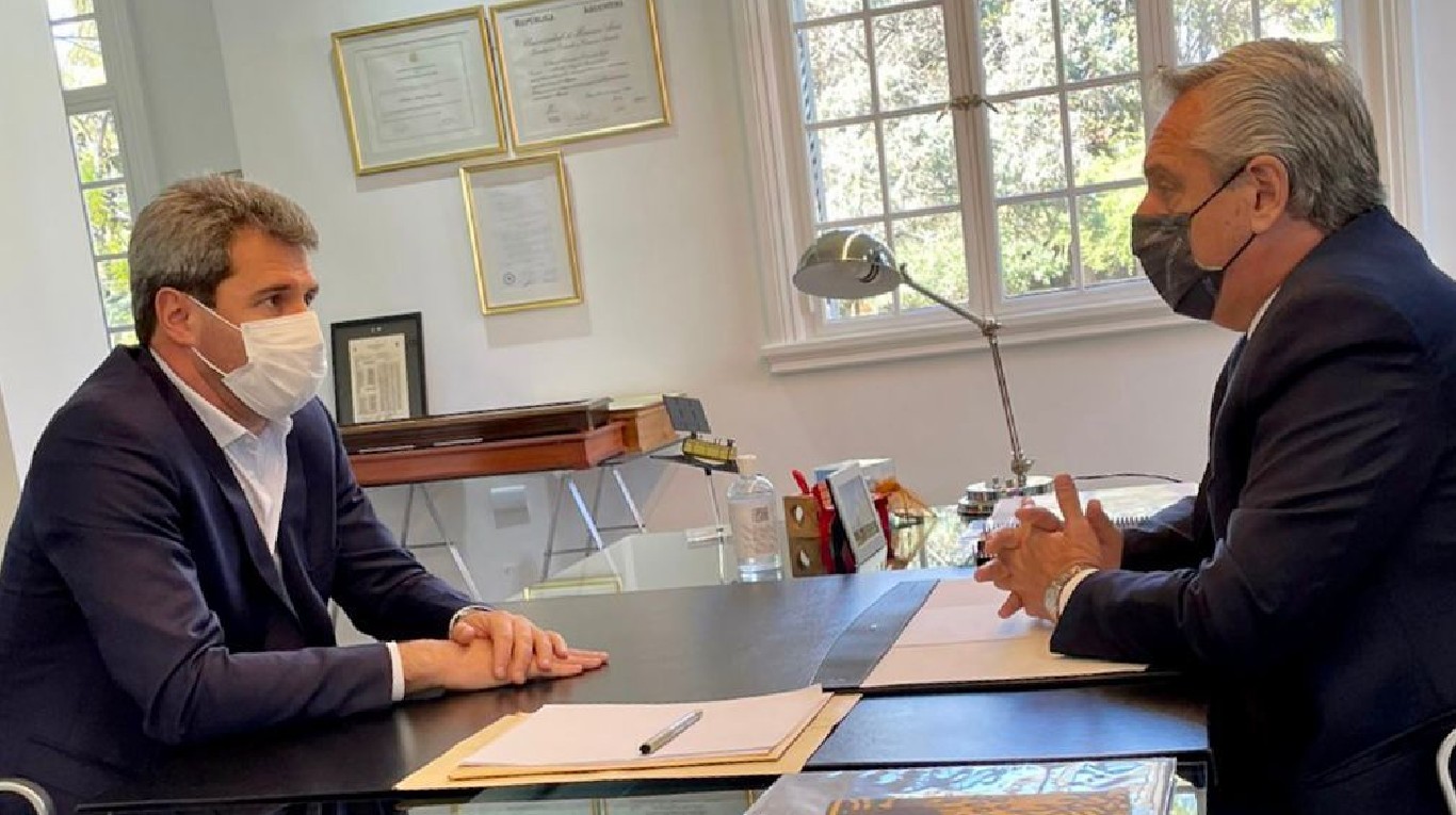 El presidente Alberto Fernández se reunió esta mañana con el gobernador de San Juan, Sergio Uñac (Foto: Presidencia).
