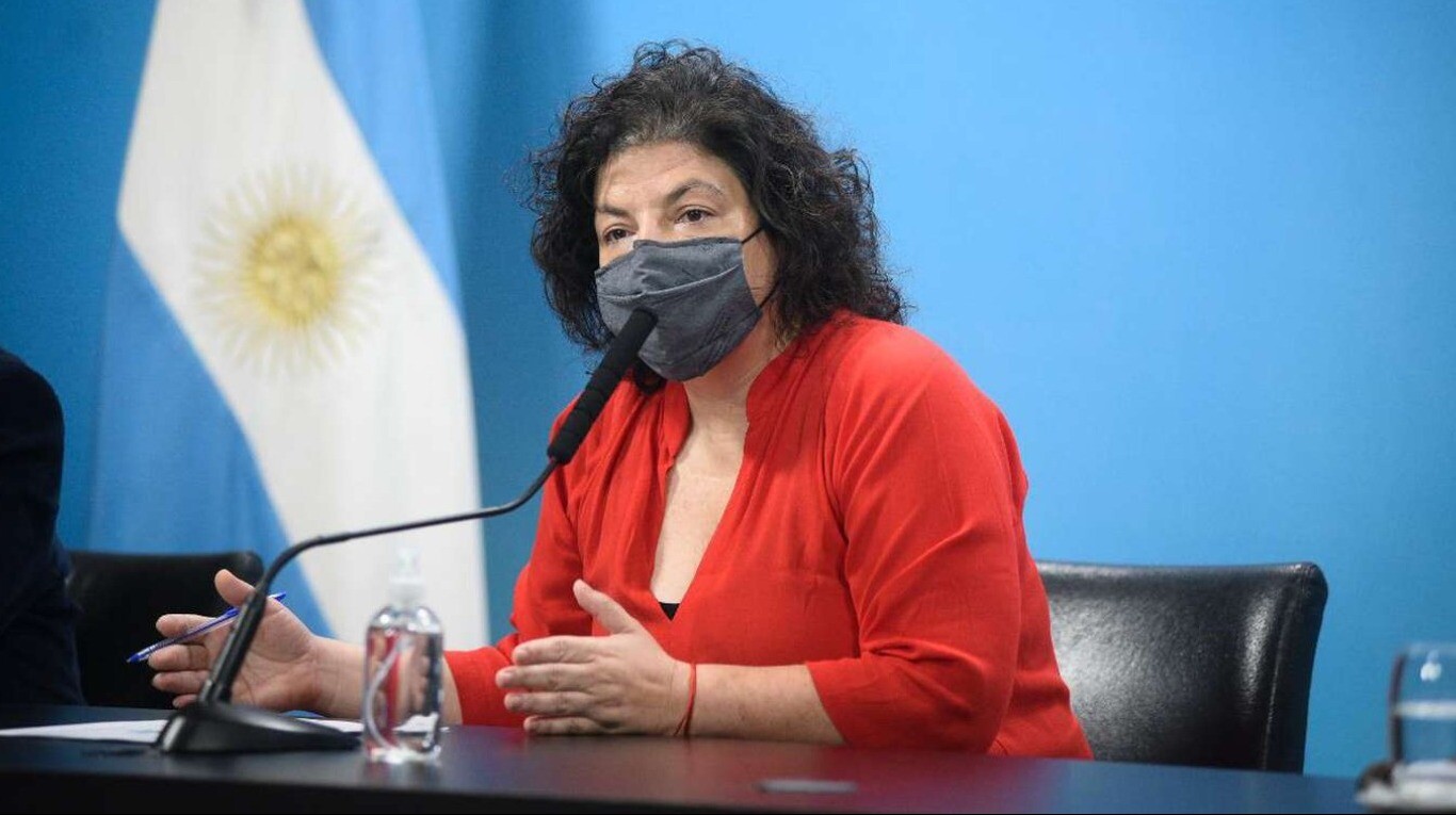 La ministra de Salud Carla Vizzotti, en una conferencia de prensa (Foto: Presidencia).