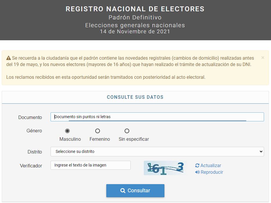 D nde voto en Chaco consult el padr n electoral TN